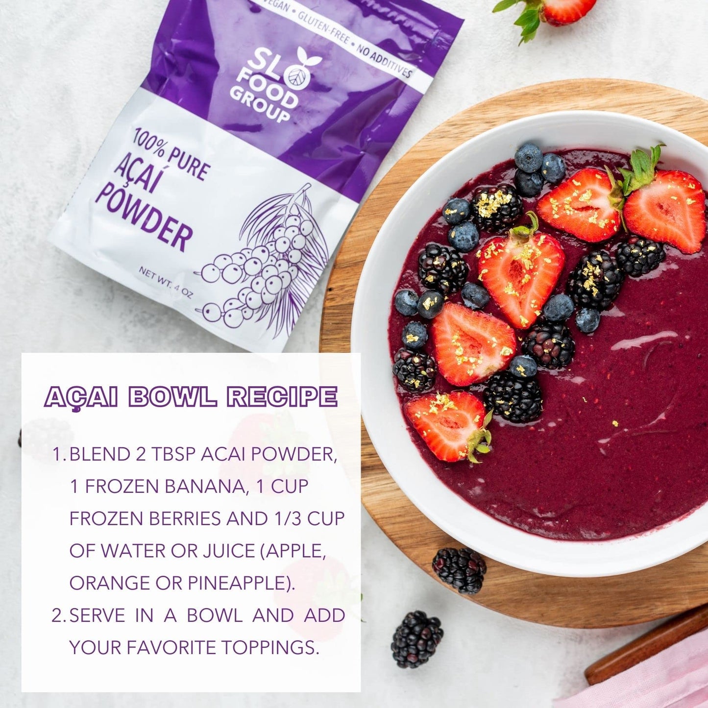 Slofoodgroup Freeze Dried Açaí Powder - Pure Acai Powder From Brazil (3 Oz. Açaí)