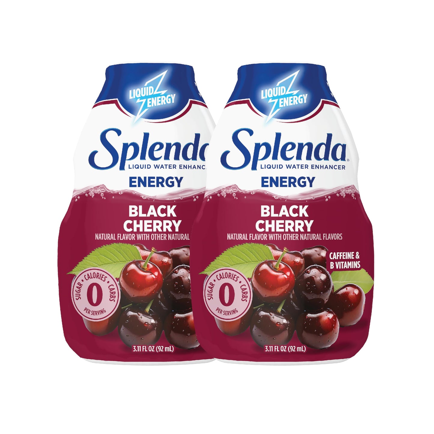 SPLENDA Energy Liquid Water Enhancer Drops, Sugar Free, Black Cherry, 3.11 Fl Oz Each, 2 Pack
