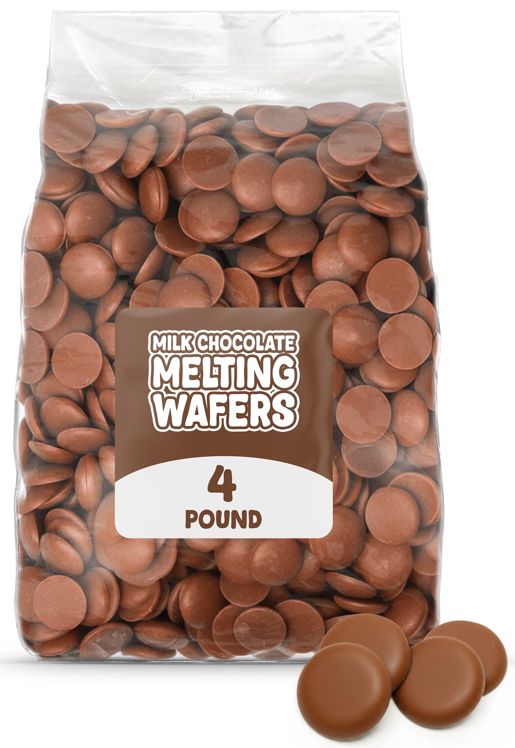 4 LB Resealable Bag Milk Chocolate Lite Cocoa Melting Wafers  Easy Melt Candy Coating Chocolate for Baking  Cake Pops  Candy Making  Dipping  Decorating  No Tempering Required  Bulk Holiday Supplies