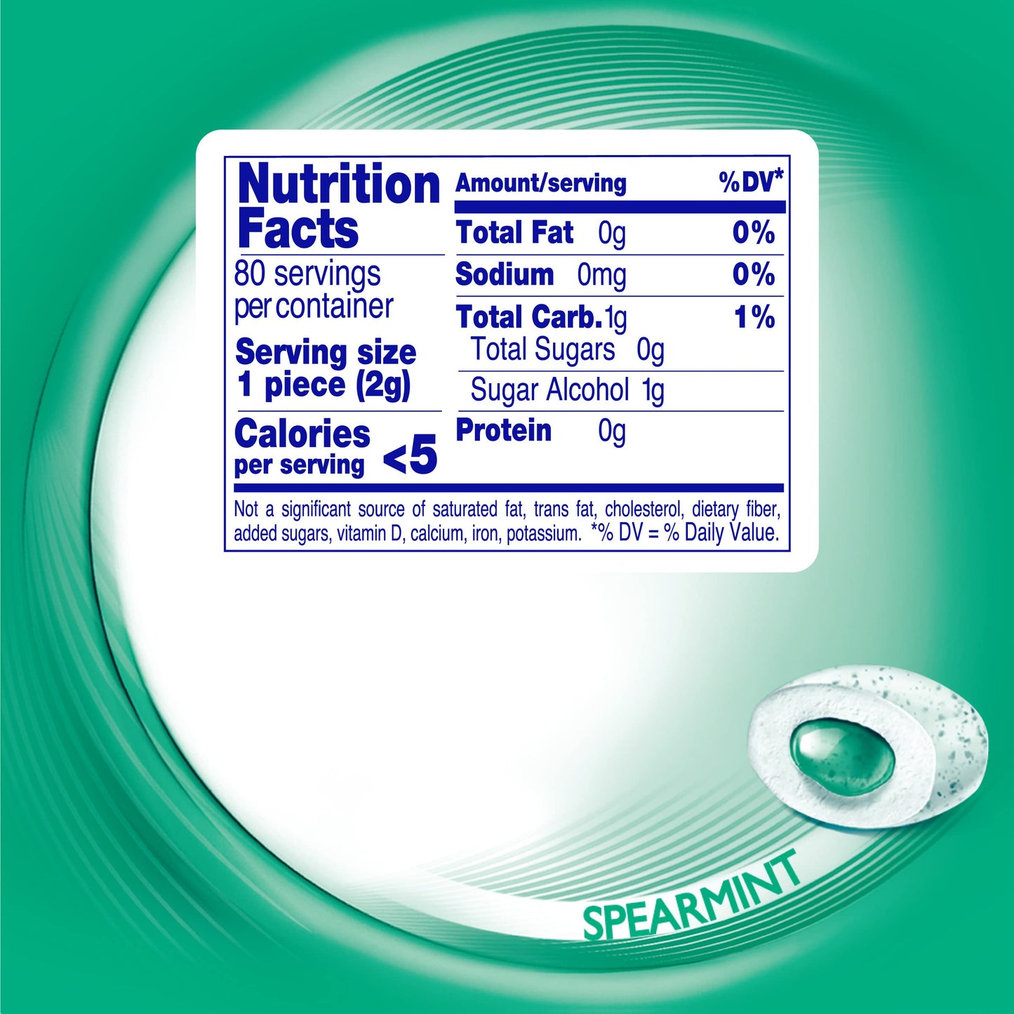 Mentos Pure Fresh Spearmint Sugar Free Gum with Xylitol, 80 Count, Paperboard Bottle