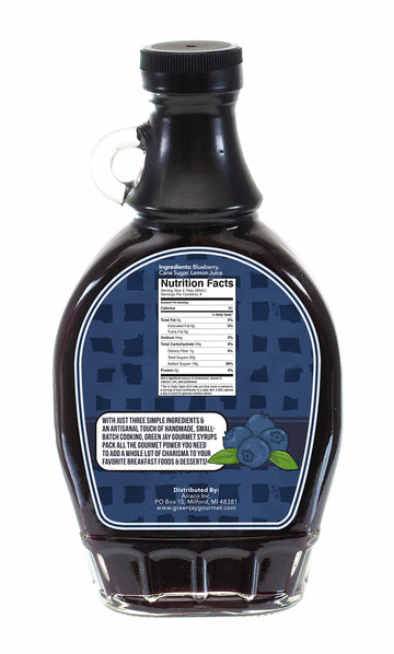 Green Jay Gourmet Blueberry Syrup - All-Natural Pancake & Waffle Syrup - 8 Fl Oz - Non-GMO, 3 Ingredients: Blueberries, Cane Sugar, Lemon Juice