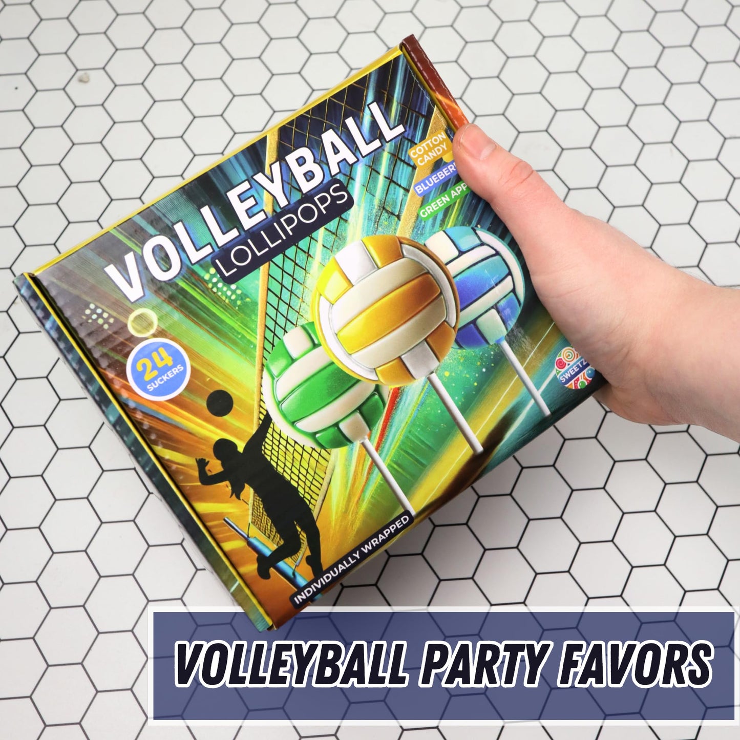 Volleyball Lollipops, Individually Wrapped Candy For End Of Year Team Gifts Party Favors, Assorted Fruit Flavors, 24 Count