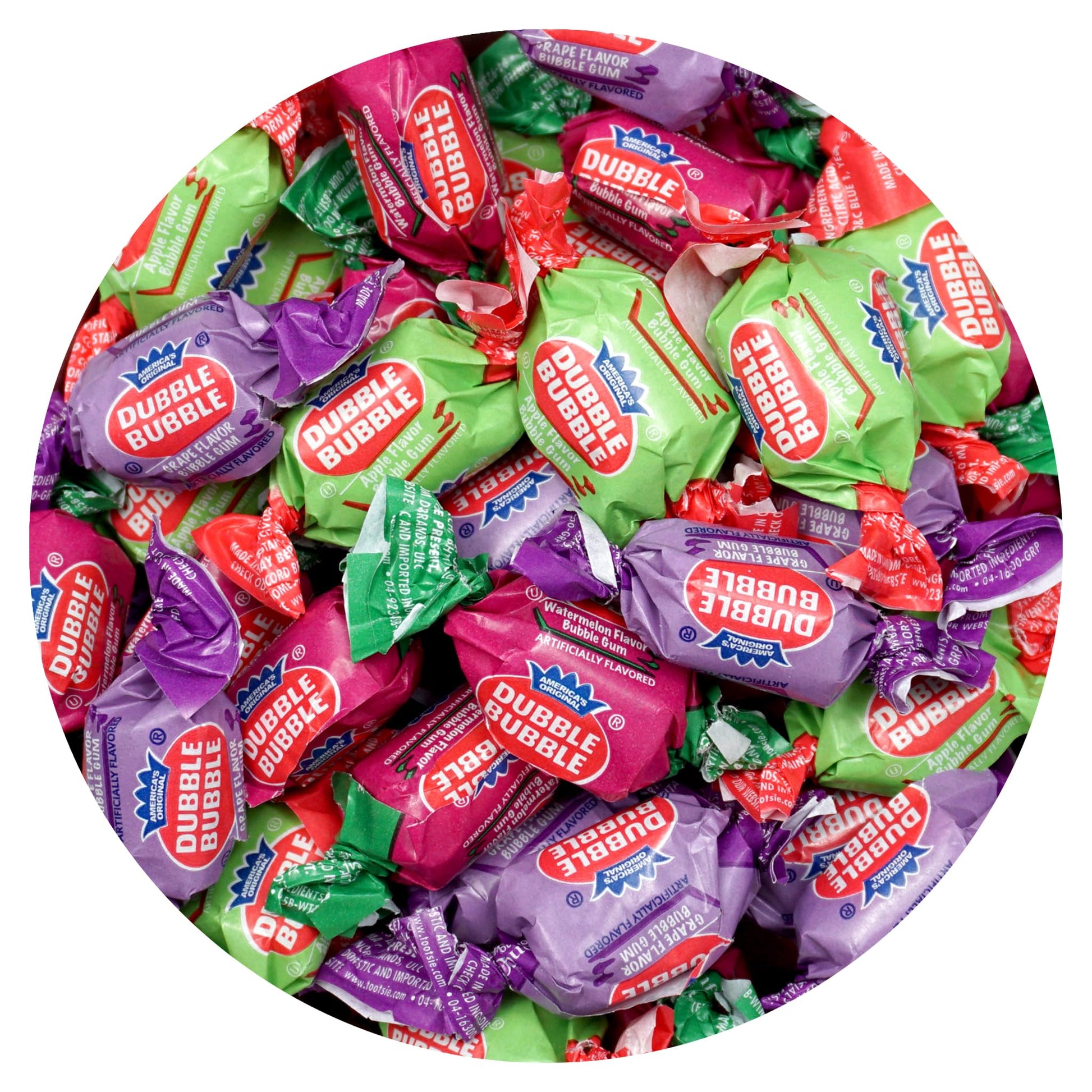 The Hampton Popcorn Company Double Assorted Fruit Flavored Bubble Gum - 5 lb Bulk Bag (Approx. 350 Pieces) - Individually Wrapped