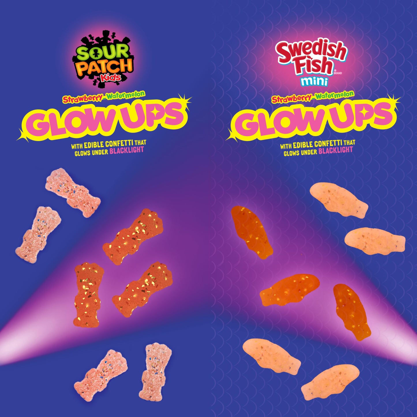 Sour Patch Kids Mini Glow Ups Candy Variety Pack, Strawberry-Watermelon, 4-6.7 oz Bags, Bulk, Soft & Chewy