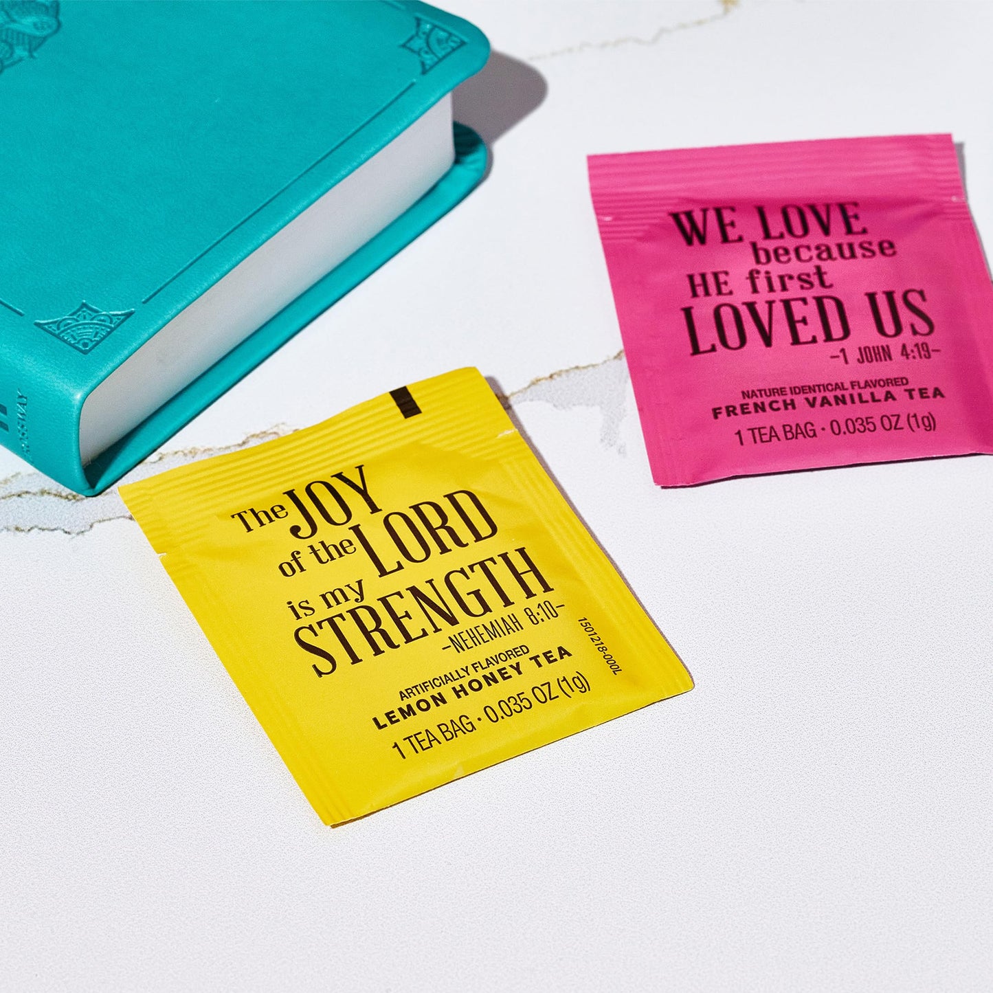 Thoughtfully Gourmet Tea Affirmations Gift Set, 6 Flavours with Bible Verses, 90 Count