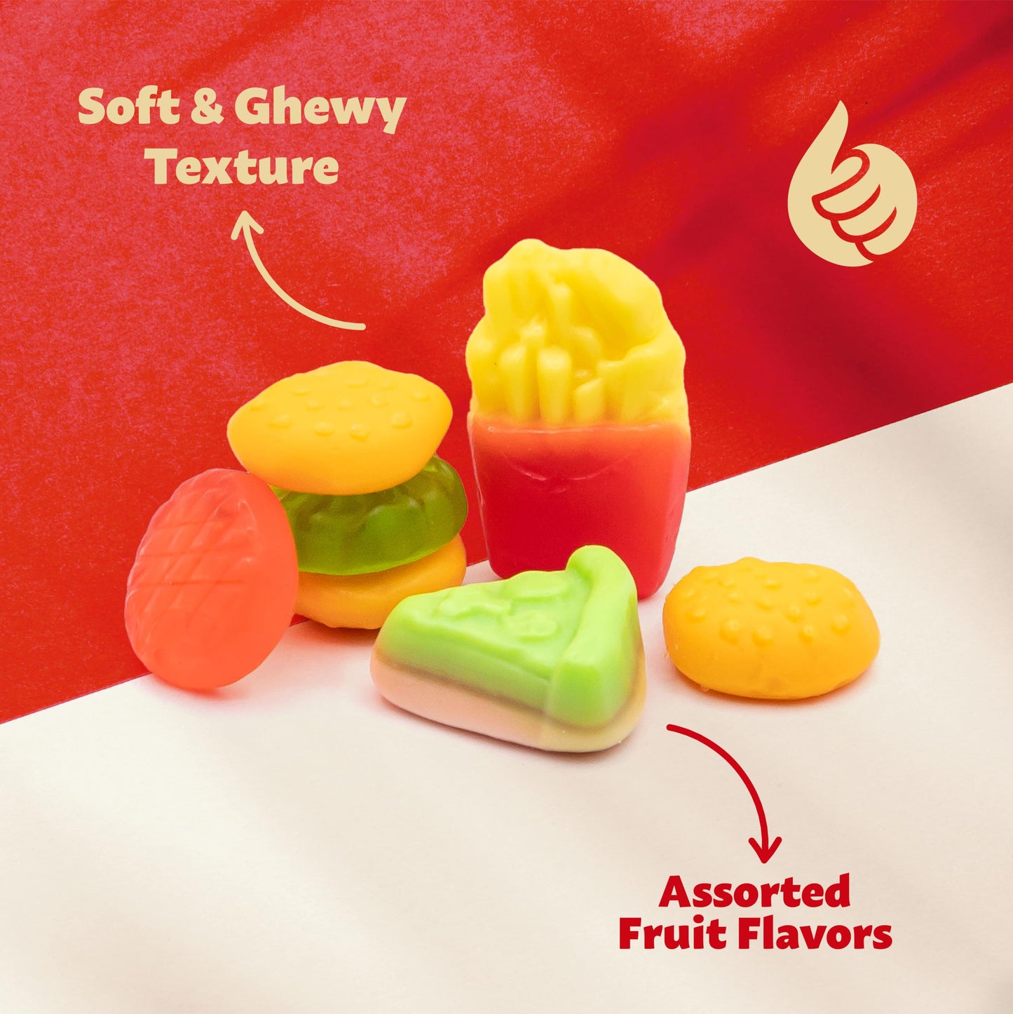 ILIKE! Gummy Candy Mix - Fast Food Gummies, 2 Pound Bag, Assorted Burgers, Fries, and Pizza Shapes for Kids Parties and Goody Bags