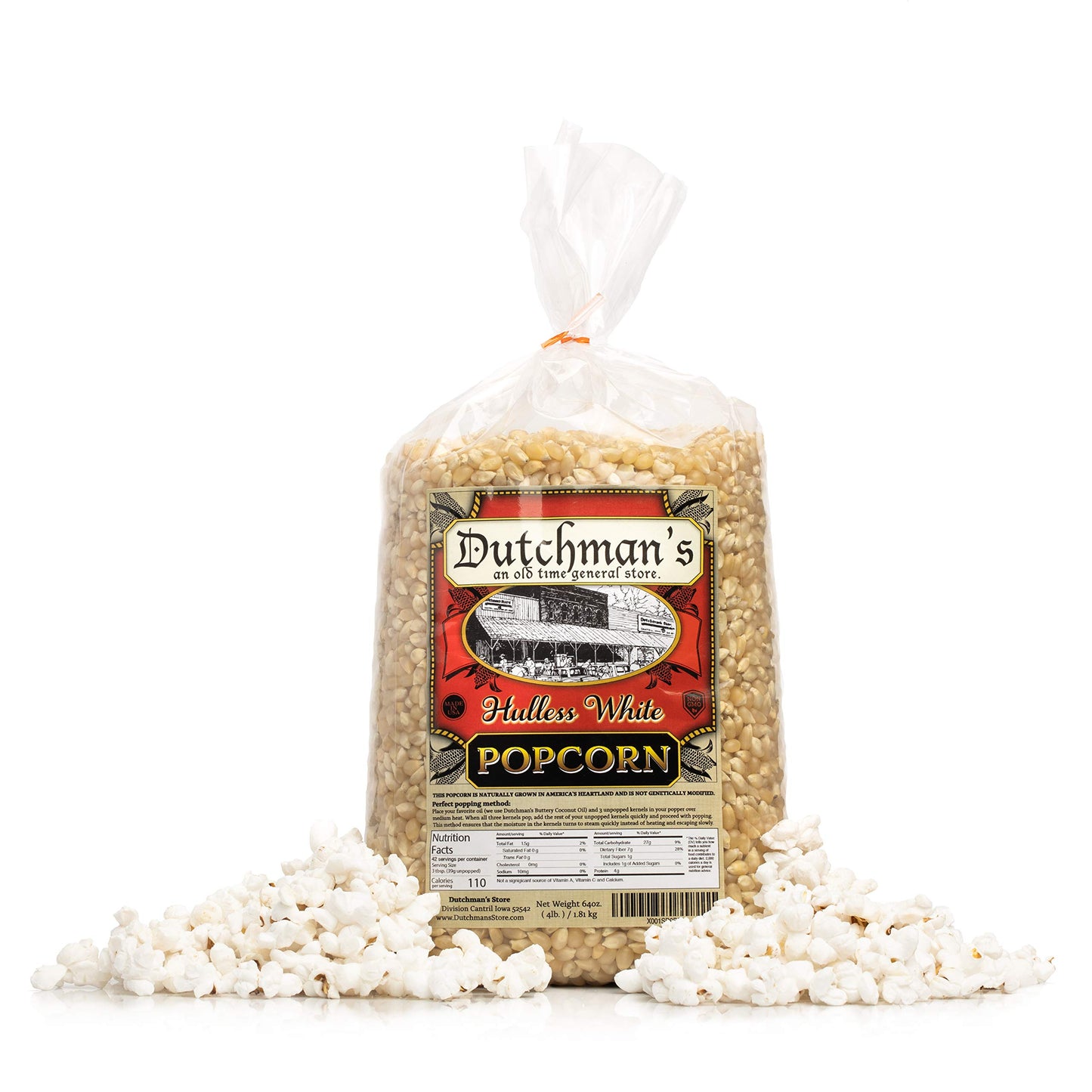 Dutchman s White Popcorn: Medium Popcorn Kernels for Popping in Microwave  Stovetop - Non GMO and Gluten Free Gourmet Popping Corn - 4 Pound Refill Bag