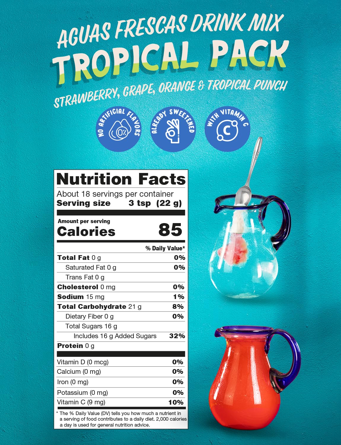 Klass Aguas Frescas Drink Mix Tropical Variety Pack; Strawberry, Grape, Tropical Punch & Orange, Natural Flavors, With Vitamin C