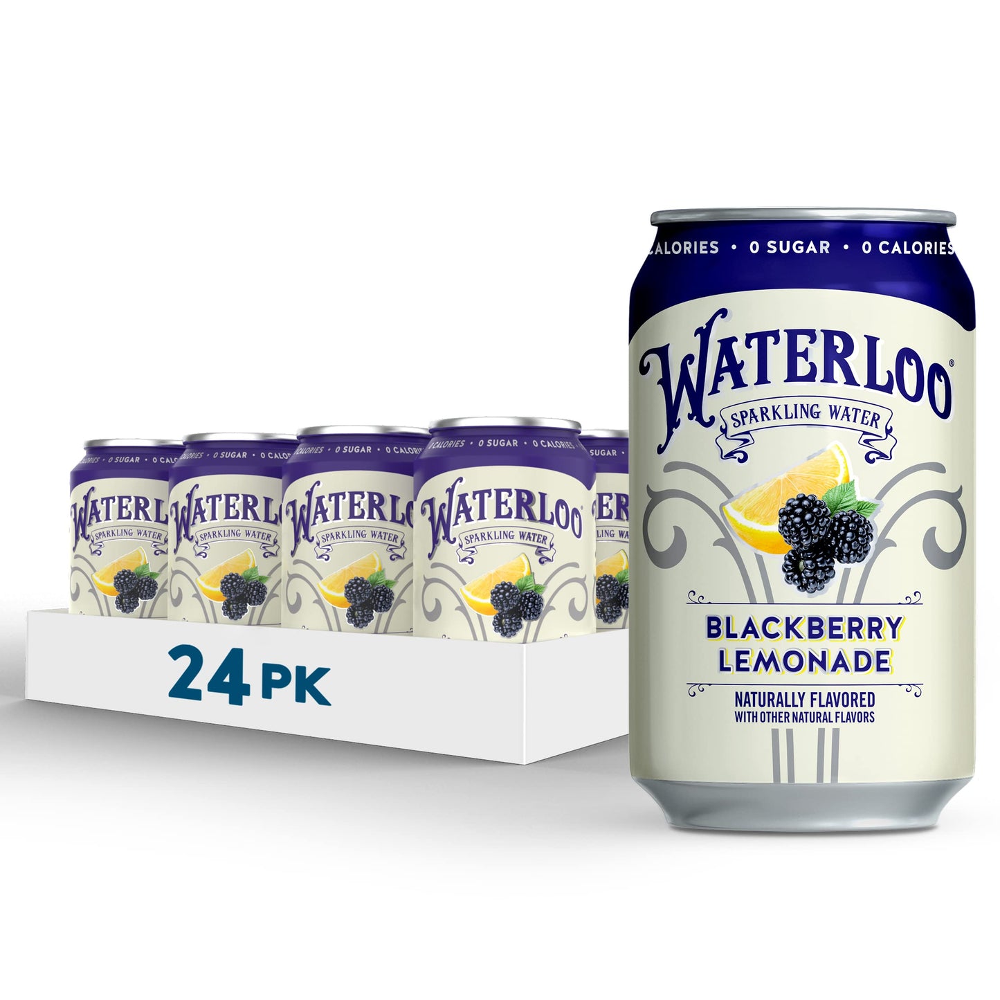 Waterloo Sparkling Water - Blackberry Lemonade - 12 fl oz - 24-Pack - Carbonated Water with a Refreshing Taste - Whole30 Approve