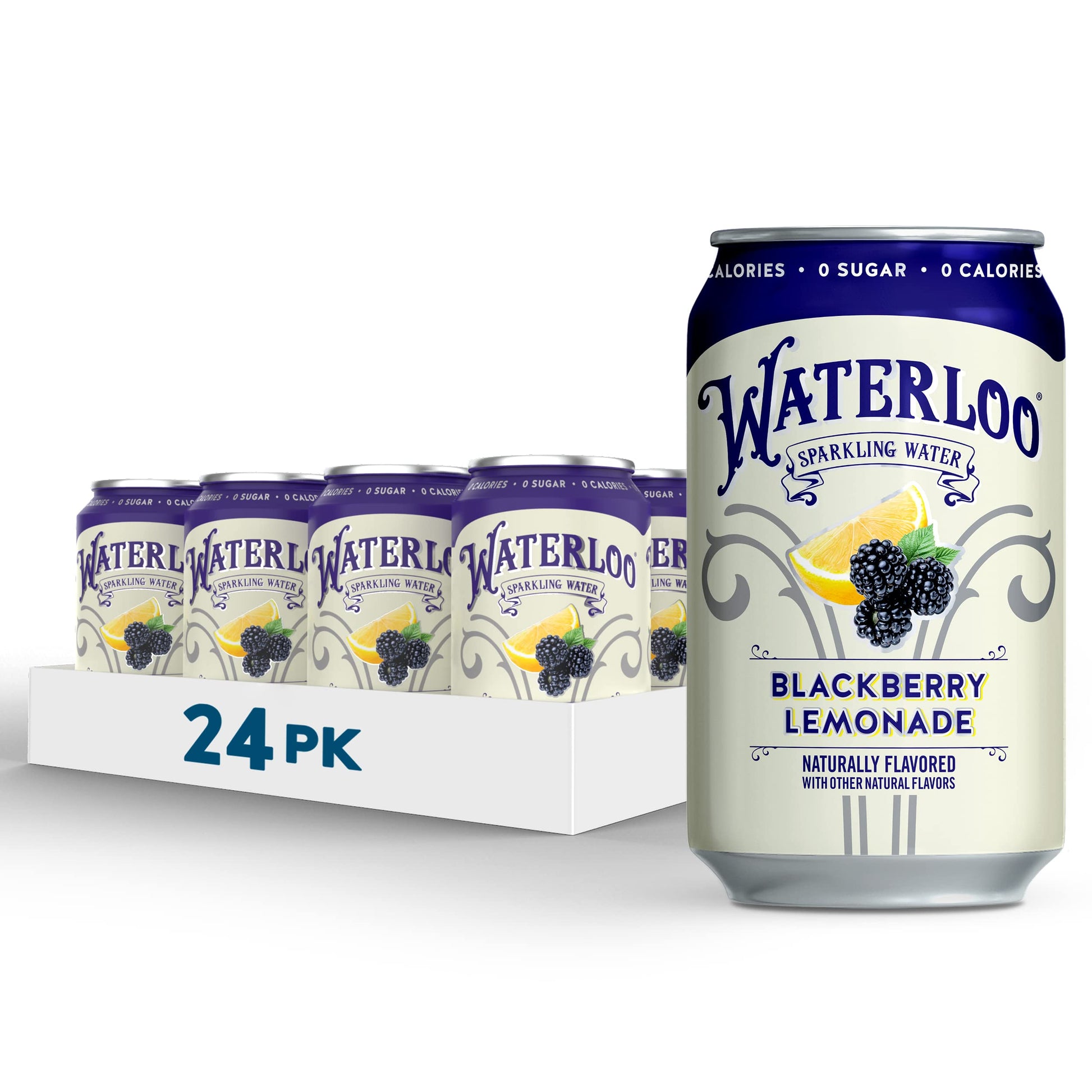Waterloo Sparkling Water - Blackberry Lemonade - 12 fl oz - 24-Pack - Carbonated Water with a Refreshing Taste - Whole30 Approve
