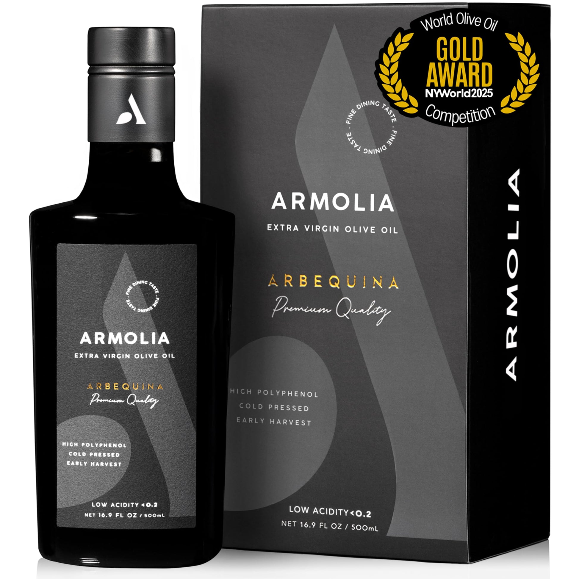 Armolia 6 Pack Pure Olive Oil Extra Virflavor Blend Cold Pressed Glass Bottle  Evoo 2025 Gold Award Winner Drinking Polyphenol Rich Olive Oil Early Harvest  High Polyphenol (