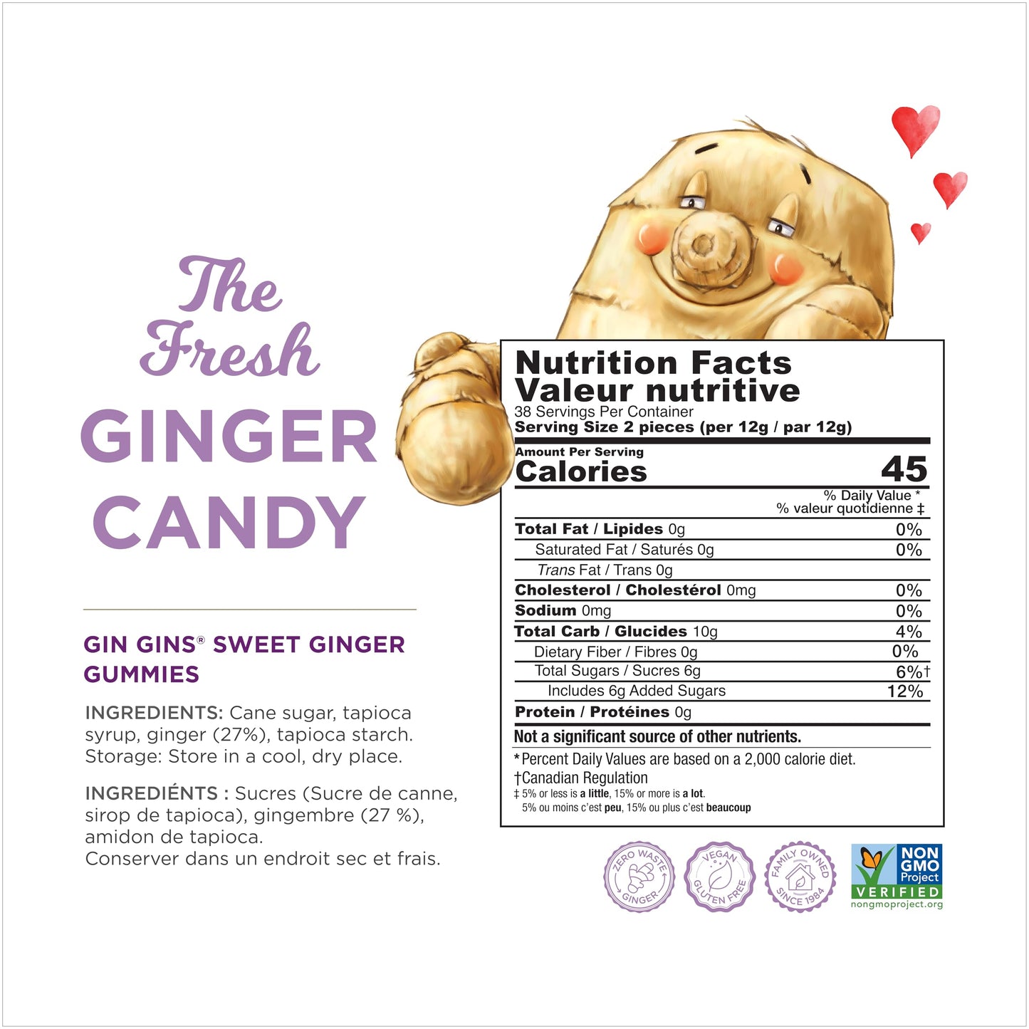 The Ginger People GIN GINS Sweet Ginger Gummies – 100% Natural Candy – 3oz Bag – Pack of 1