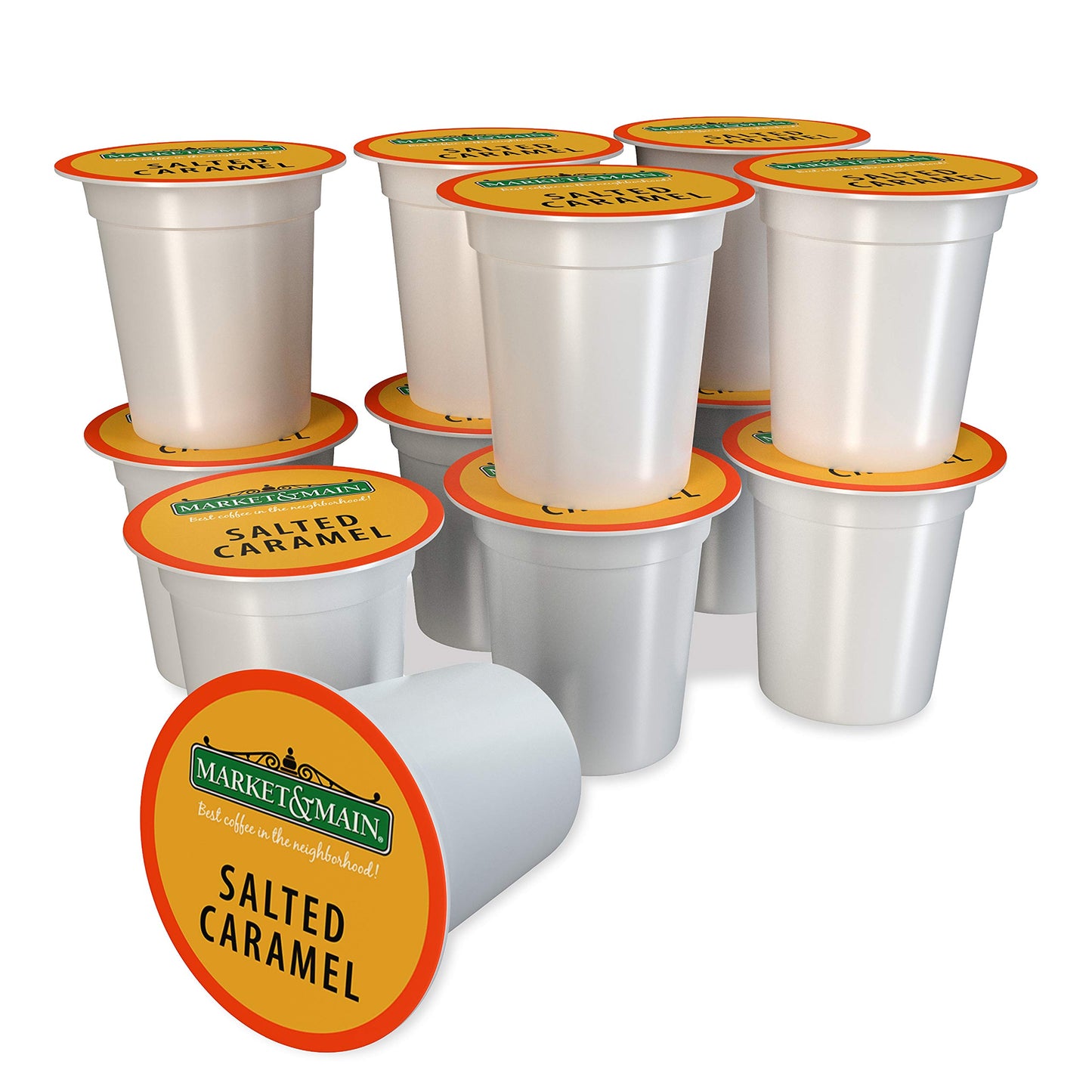 Market & Main OneCup Salted Caramel Coffee Pods, Compatible with Keurig, 12 Count, Brown