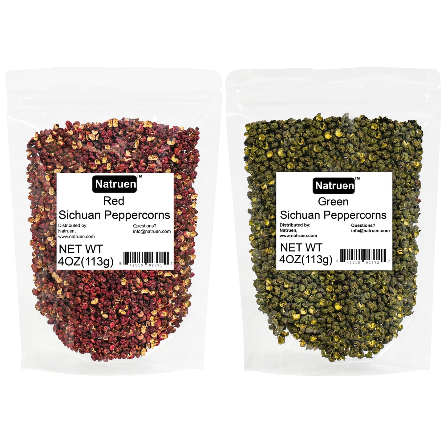 Natruen Szechuan Red & Green Peppercorns Variety Pack, 4 Oz Each, Whole, Pack of 2
