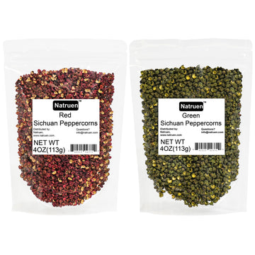 Natruen Szechuan Red & Green Peppercorns Variety Pack, 4 Oz Each, Whole, Pack of 2