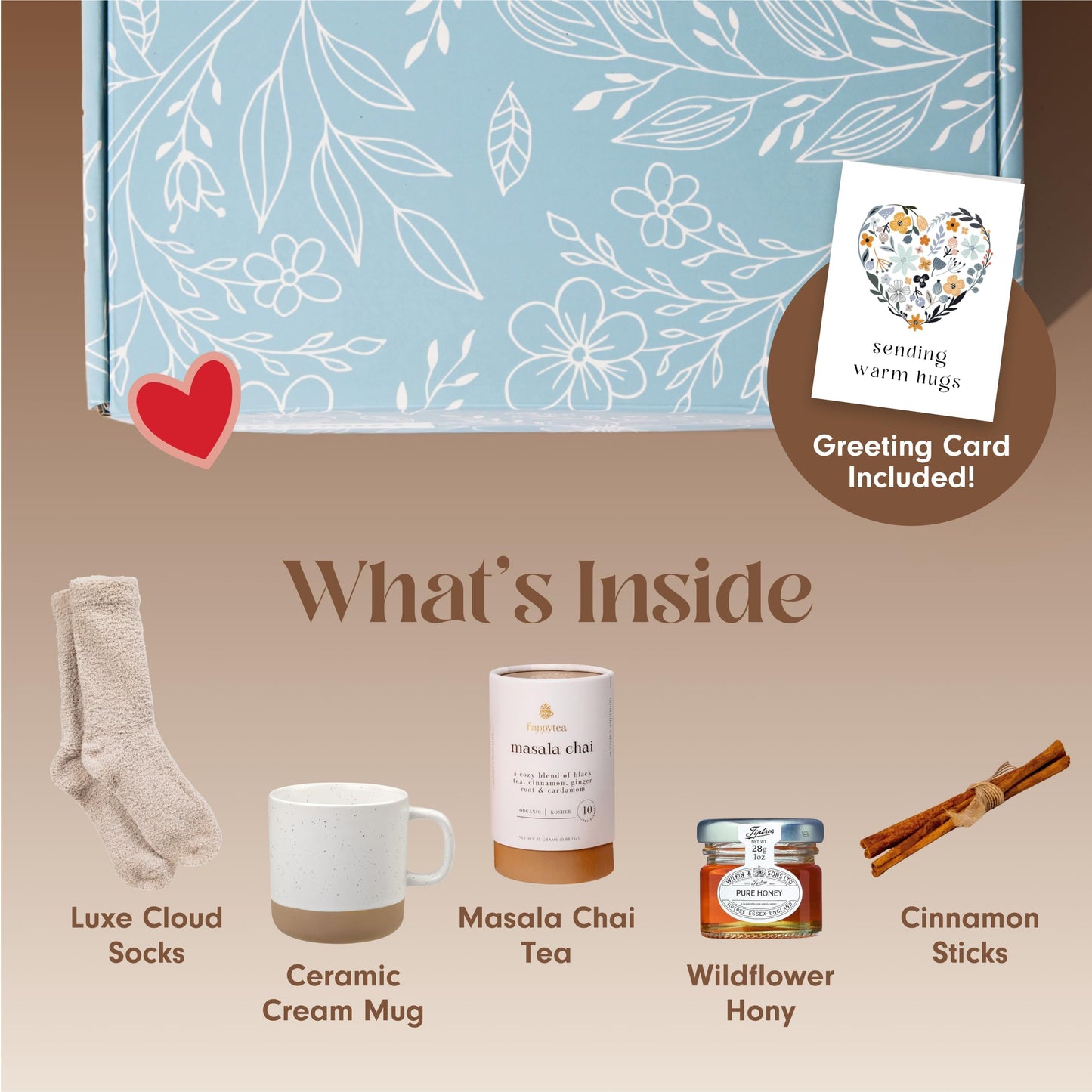 Unboxme Birthday Gift Basket For Women - Soothing Self Care Box With Fluffy Socks, Ceramic Mug, Chai Tea, Honey & Cinnamon For M