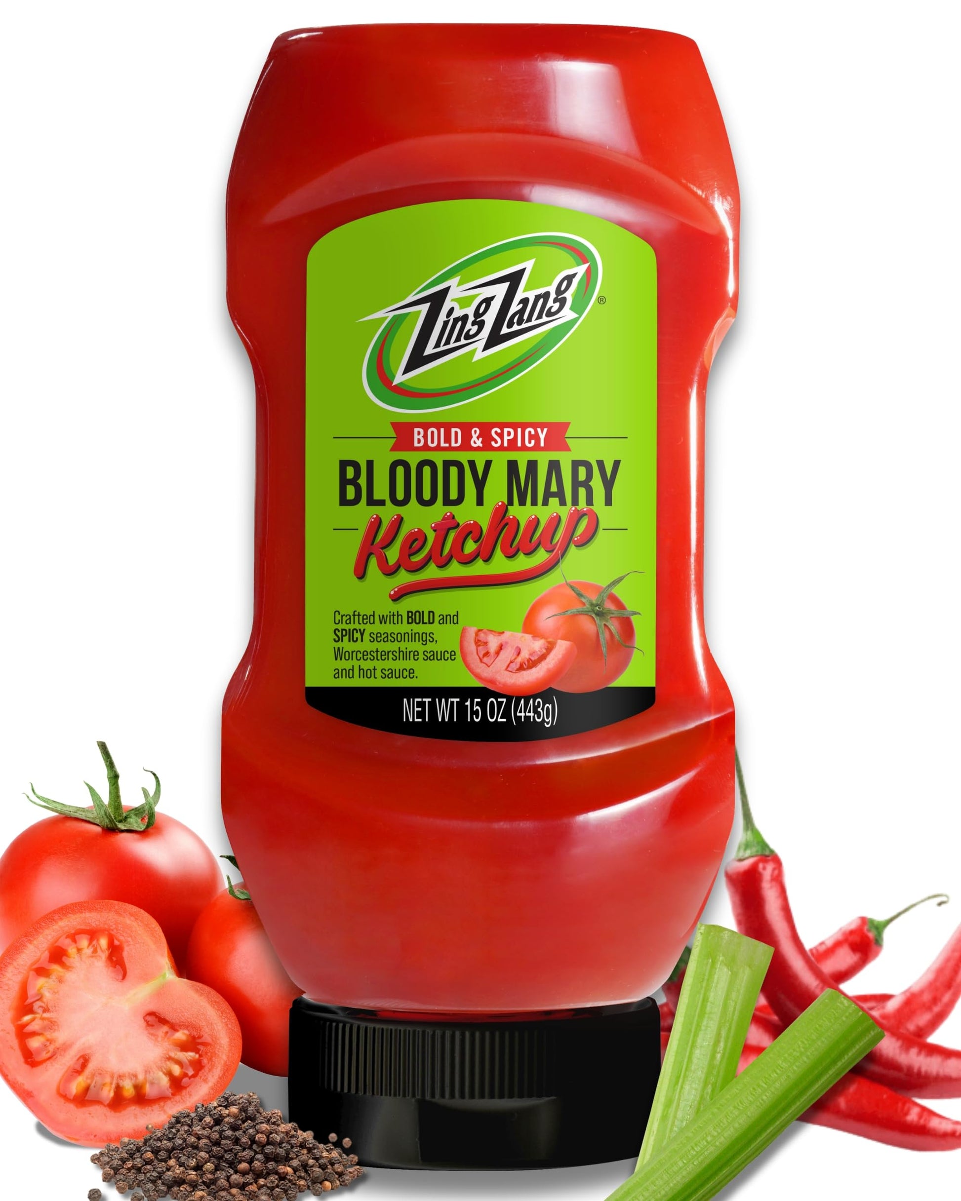 Zing Zang Bloody Mary Ketchup, Spicy Tomato Ketchup, 15 Oz Bottle, Medium Size