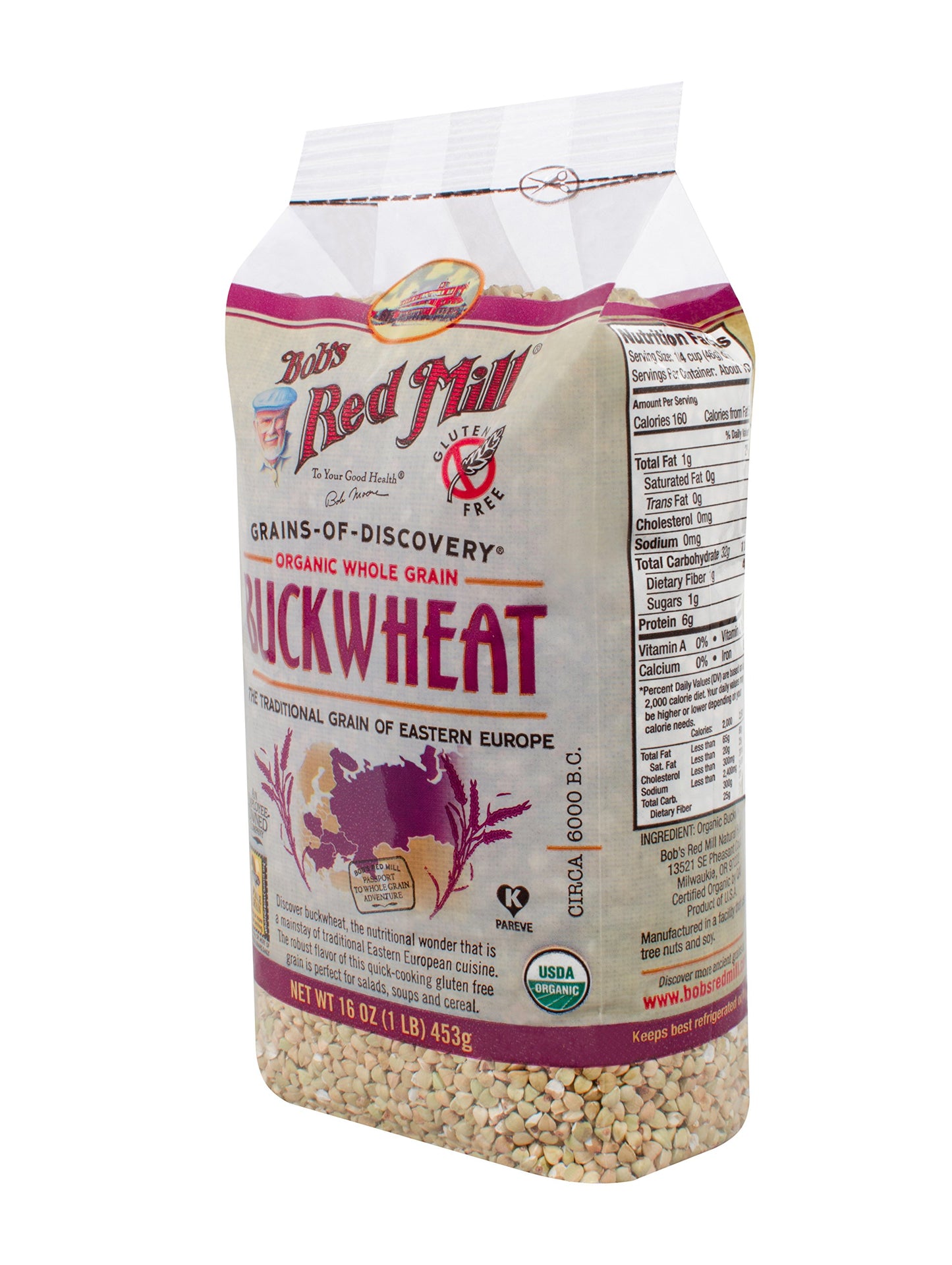 Bob's Red Mill, Organic Whole Grain Buckwheat Groats, Gluten Free, 16 Ounce (453 g)