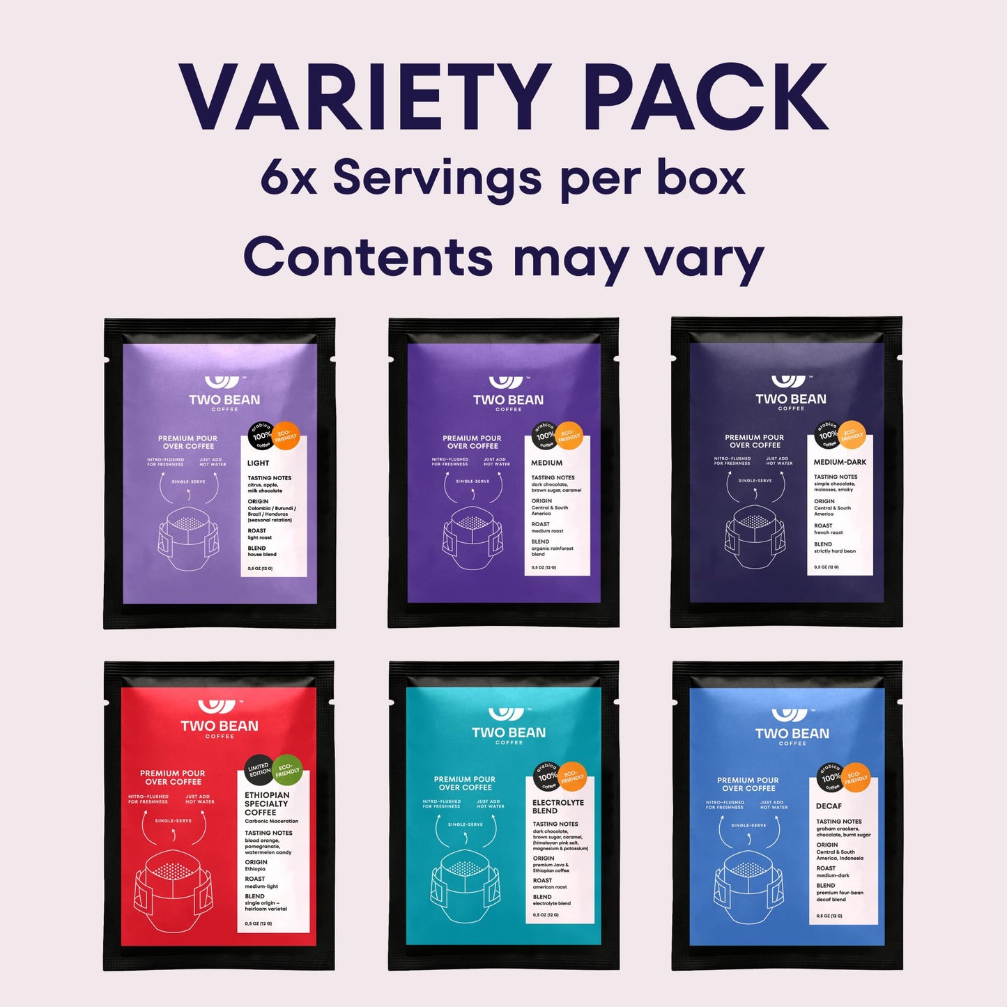 Enhanced Drip Coffee Packets - Special Edition Collection Gourmet Arabica - 6-Pack Japanese Pour Over For Gifts Travel Office