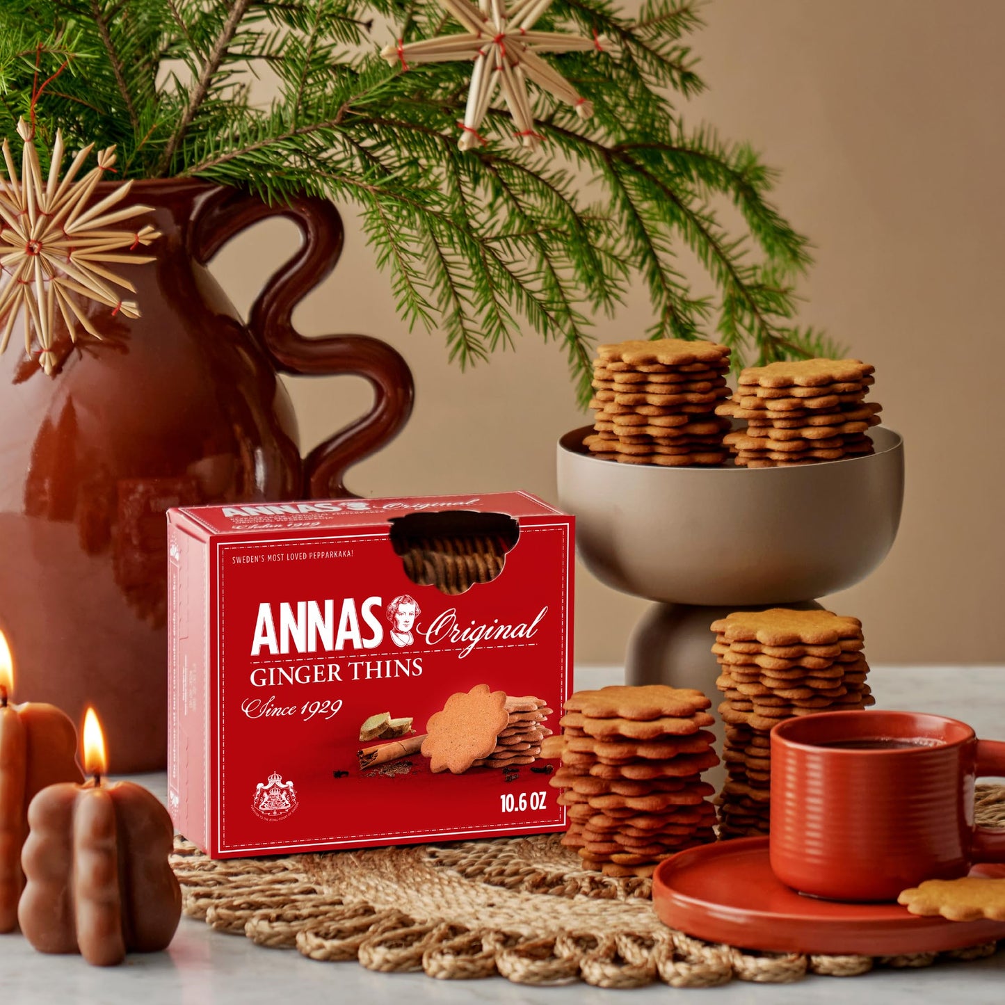 Annas Thins - Ginger Pepparkakor - 10.6 Ounce (Pack of 1) non GMO + Vegan