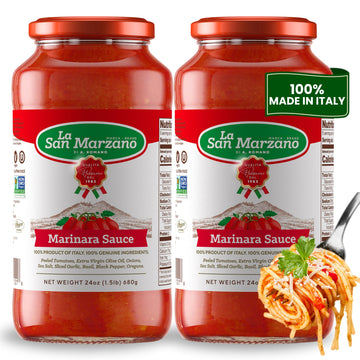 La San Marzano Marinara Sauce, All Natural, Non-GMO, Vegan, Gluten Free, 24 oz, Pack of 2