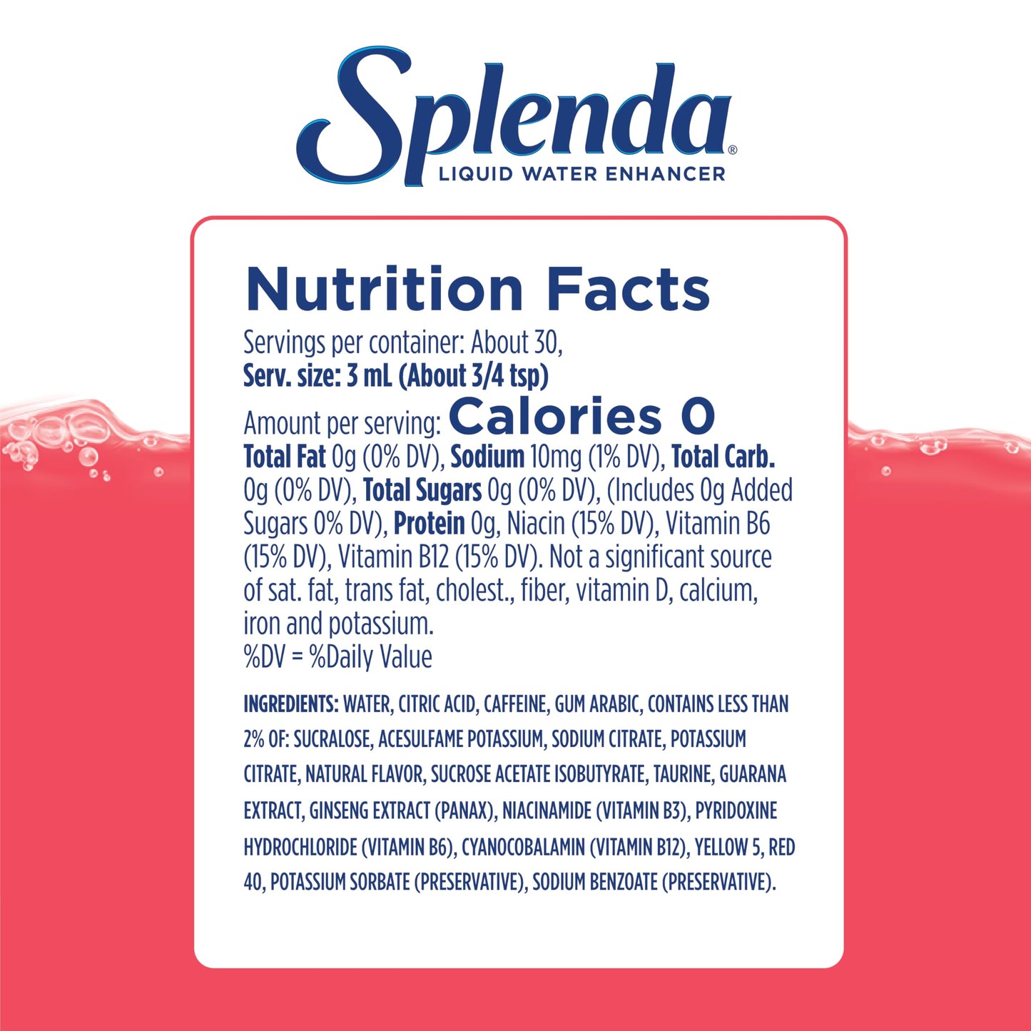 SPLENDA Energy Liquid Water Enhancer Drops, Sugar Free, Natural Flavor, 3.11 Fl Oz, Strawberry Pineapple