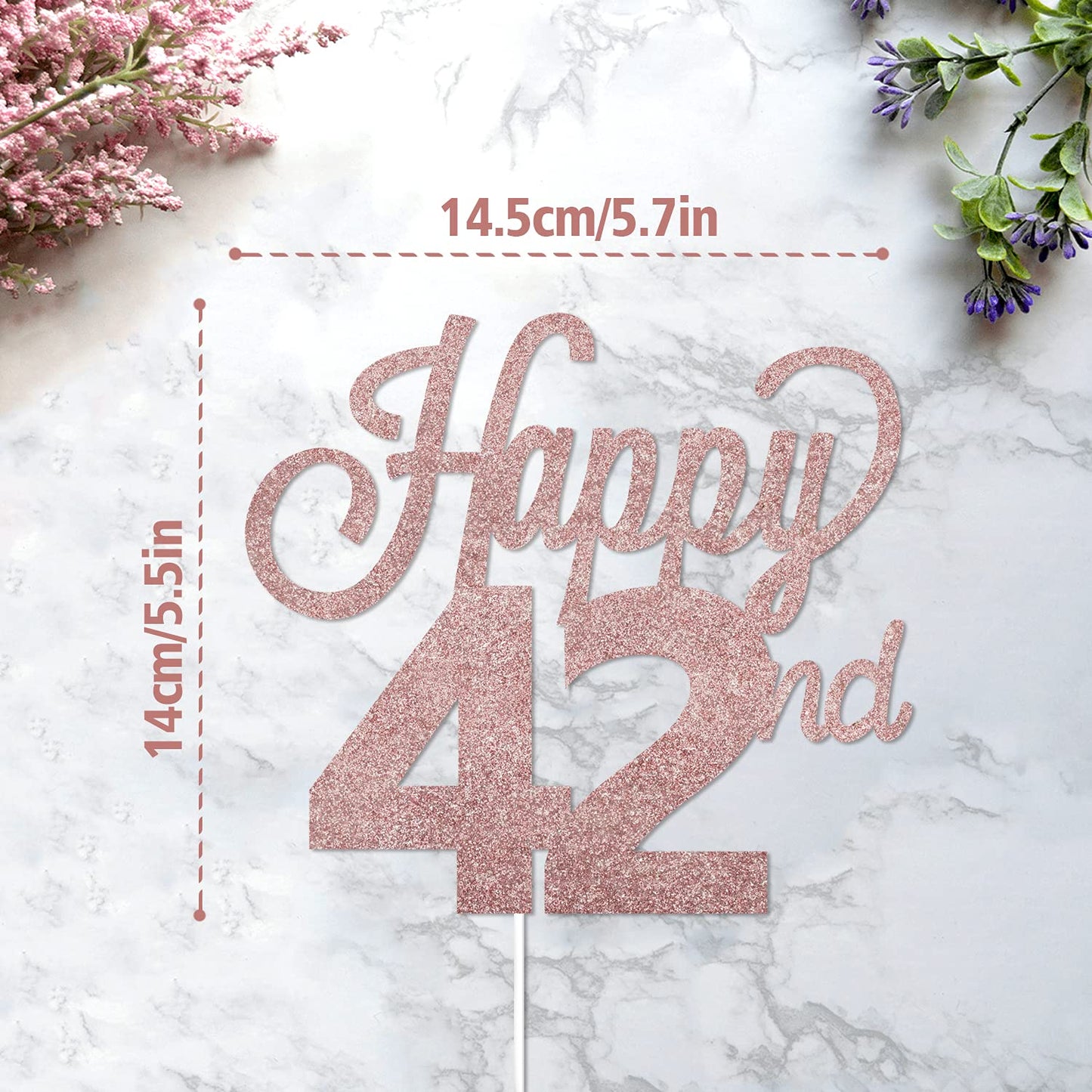 Lingteer Happy 42Nd Birthday Cake Topper - Cheers To 42Nd Birthday 42 Years Old Birthday Party Cake Decorations Sign.