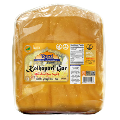 Rani Kolhapuri Gur (Jaggery) 70oz (4.4lbs) 2kg ~ Unrefined Cane Sugar, No Color added, Gluten Friendly | Vegan | NON-GMO | Koshe