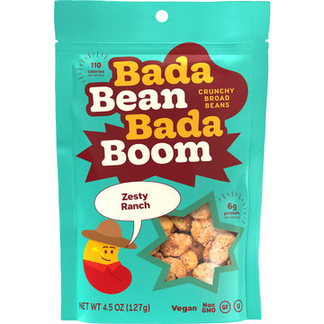 Bada Bean Bada Boom Ranch Roasted Broad Fava Beans - Vegan Snacks, Plant Based Snacks - Fava Beans Dried Crunchy Vegetarian Snac
