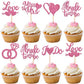 YCTHUNFISH 36 Pack Bridal Shower Cupcake Toppers - Glitter Diamond Ring Picks, Paper, Pink