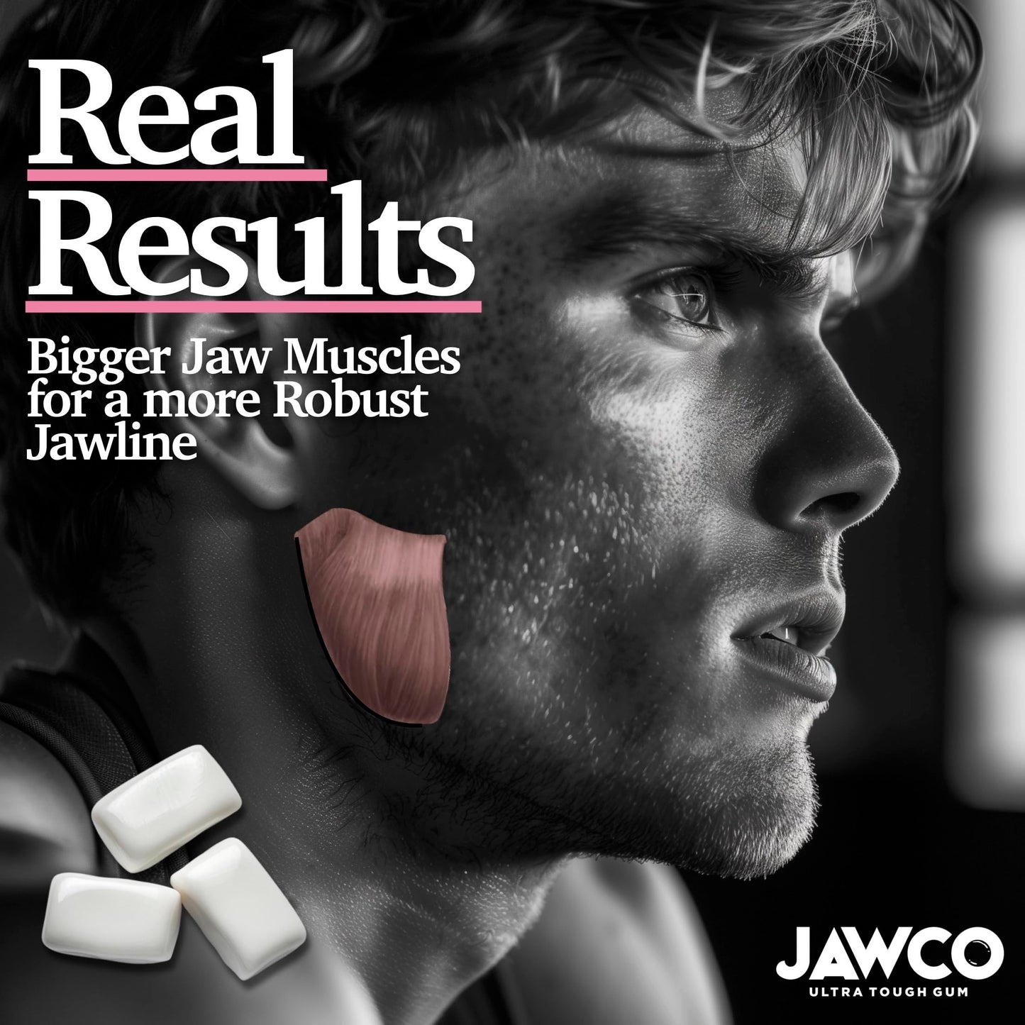 JAWCKO Ultra-Tough Jawline Chewing Gum | Get a Stronger, Squarer Jawline | Bubblegum Jaw Training Hard Gum | 15X Strength | Chis