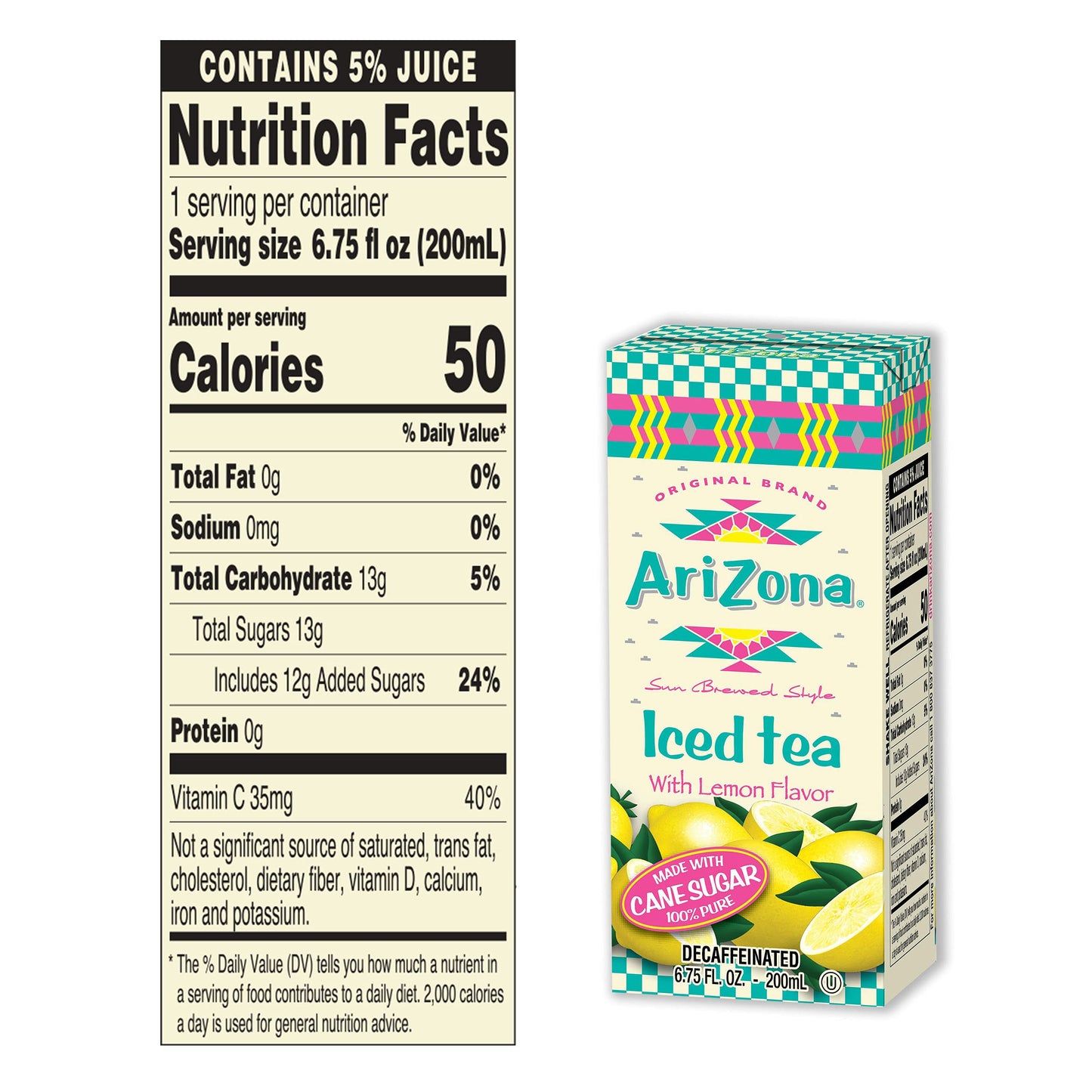 Arizona Decaffeinated Lemon Tea, 6.75 Fl Oz, Pack Of 32