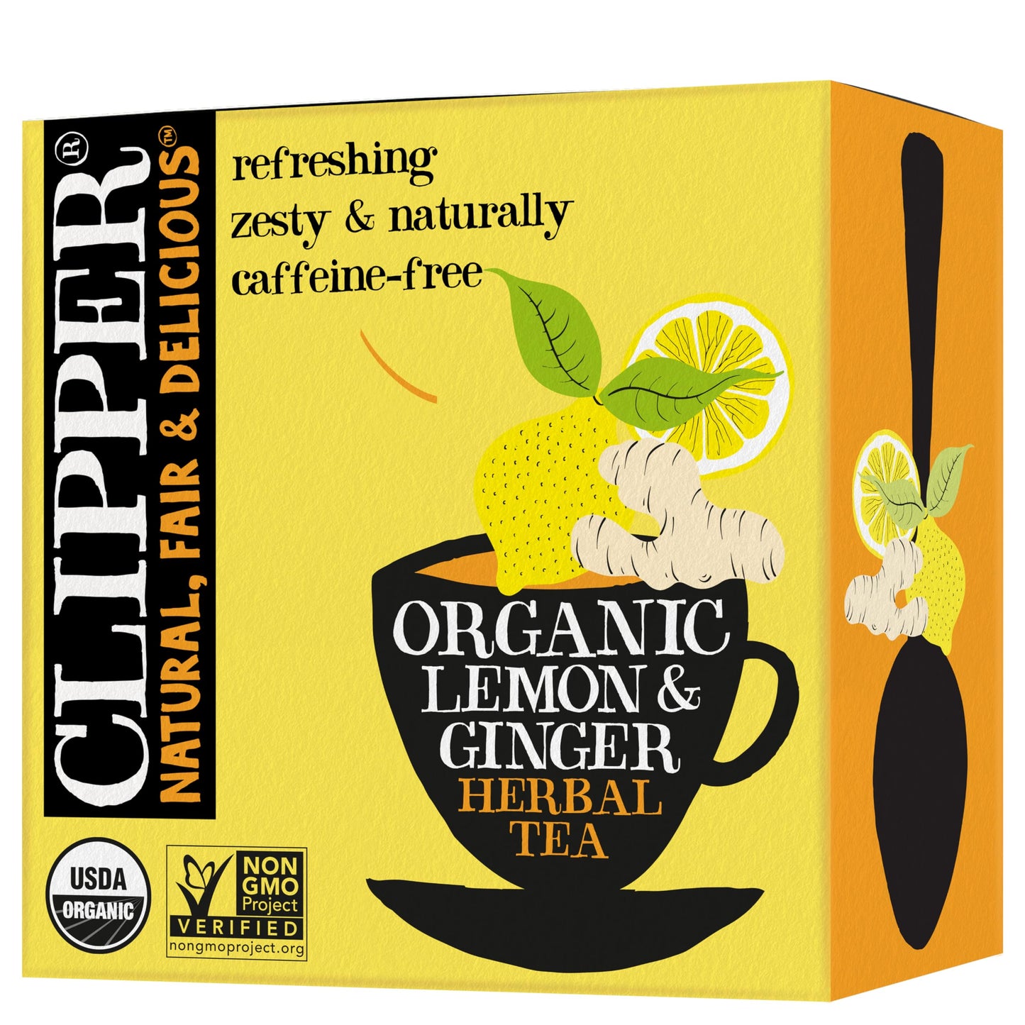 Clipper Tea Lemon & Ginger Teabags - Caffeine Free, USDA Organic, 50 Count