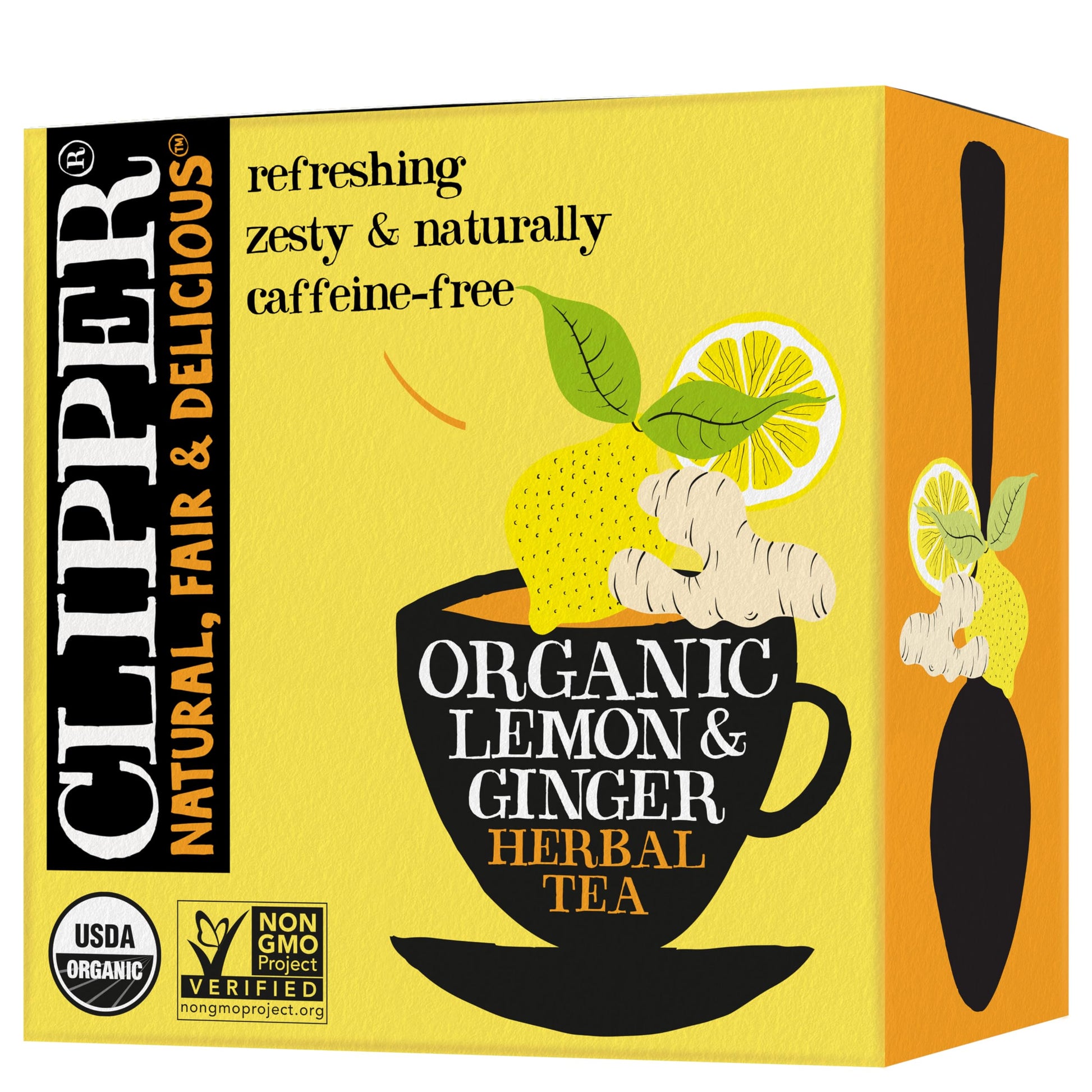 Clipper Tea Lemon & Ginger Teabags - Caffeine Free, USDA Organic, 50 Count