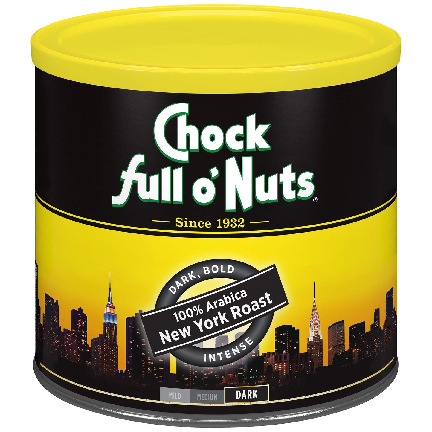 Chock Full O Nuts New York Roast Ground Coffee - Top-Grade Beans In Recyclable Steel Can - Rich Flavor & Aroma  Dark Roast - Perfect For Drip  Pour-Over  Percolator - 23 Oz Can