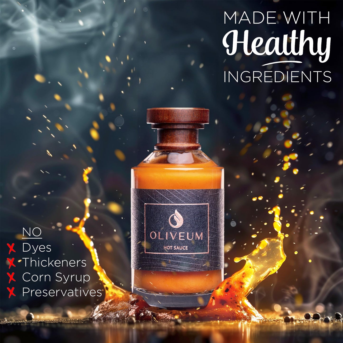 Oliveum Hot Sauce - Gourmet Medium Spice Organic Habanero Peppers. Unique Spicy Salsa Flavor For Bbq, Mexican, Asian, Steak, Chi