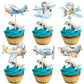 Gyufise Airplane Cupcake Toppers, 36Pcs Paper Decorations, 2.4x3.9 inches, Blue, Ideal for Plane Theme Baby Shower or Kids Birthday Party