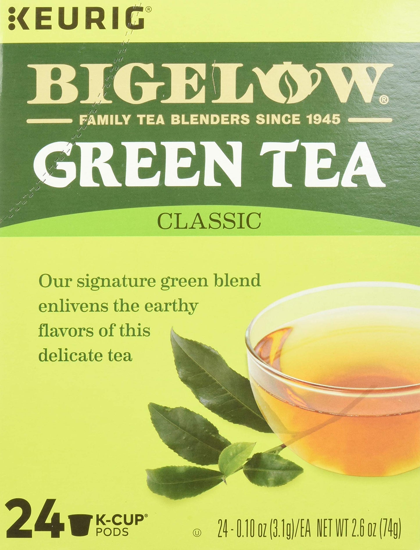 Bigelow Green Tea Keurig Single-Serve K-Cup Pods, (Pack Of 24)