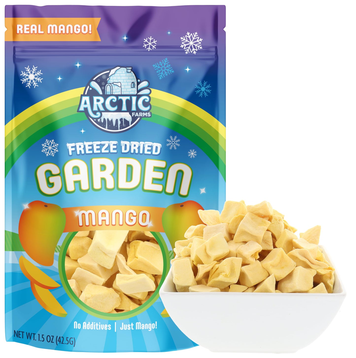 Arctic Farms Garden Pure Freeze Dried Mango Fruits, No Sugar Added, Crunchy Snacks (Mango)