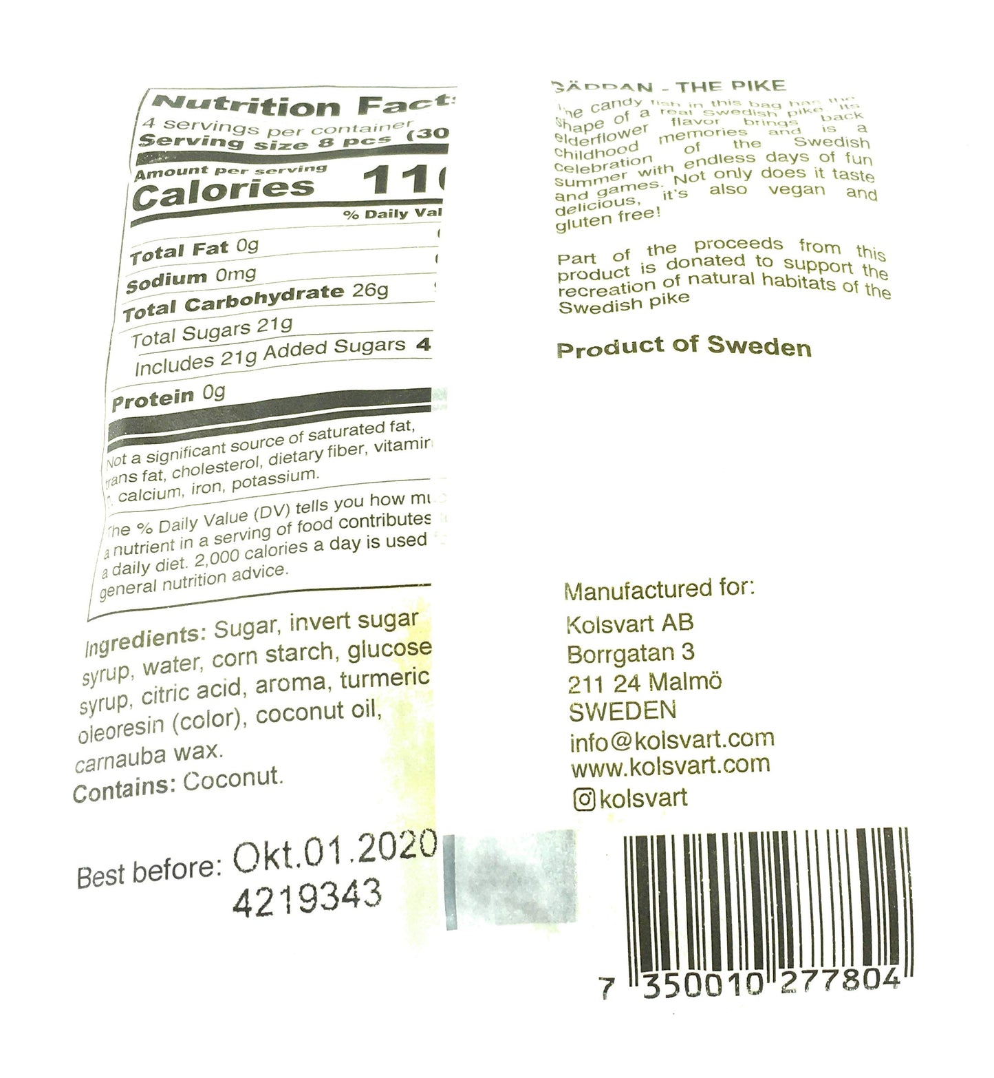 Kolsvart Gaddan Elderflower Candy, 4.2 Oz
