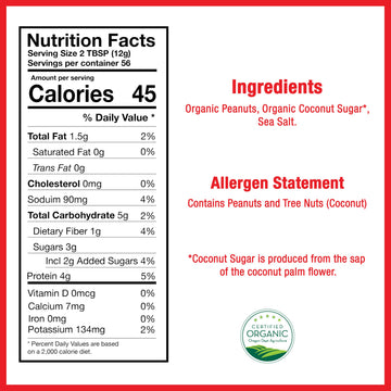 Betty Lous Organic Powdered Peanut Butter, Gluten Free, Vegan, High Protein, 24 oz