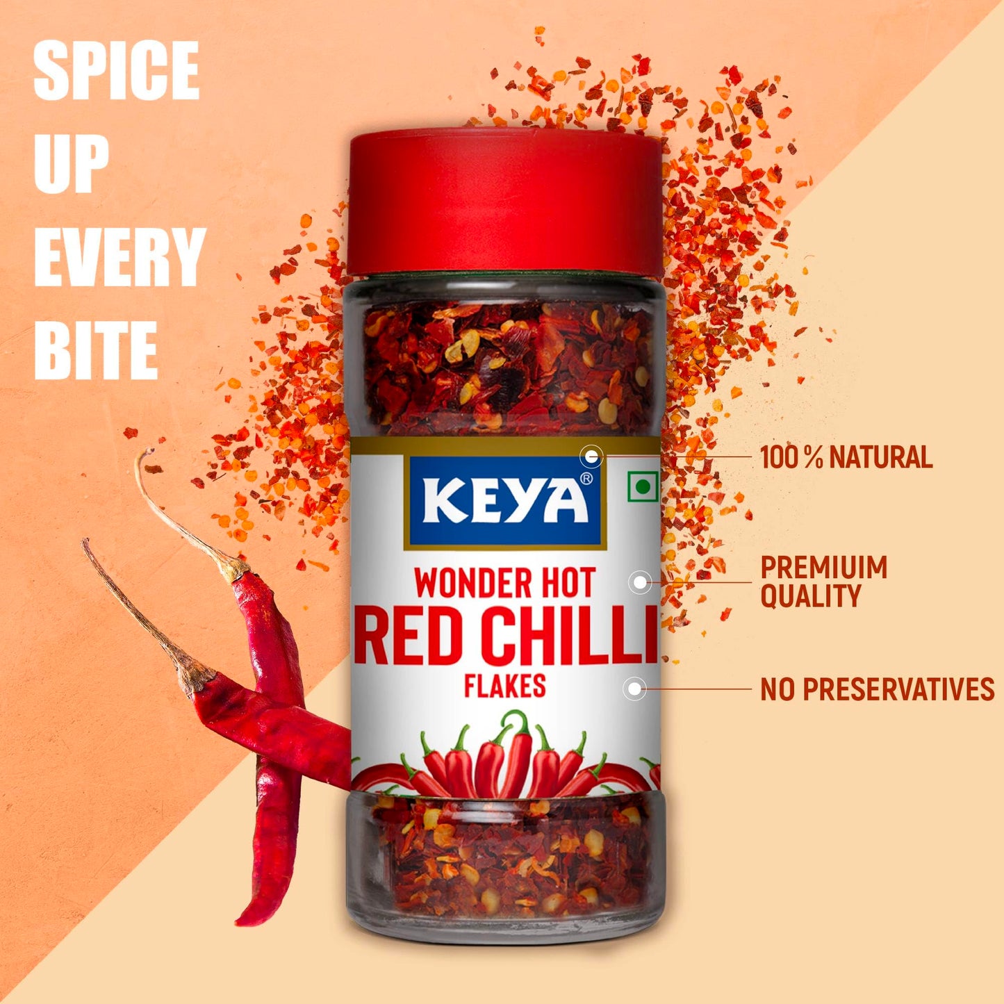 Keya Red Chilli Flakes, 40 Grams