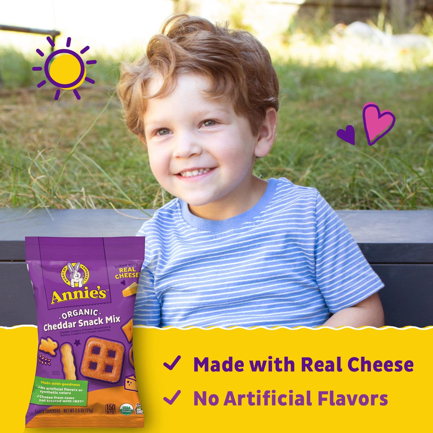 Annies Organic Cheddar Snack Mix With Assorted Crackers and Pretzels, 2.5 oz. Bag (Pack of 12)