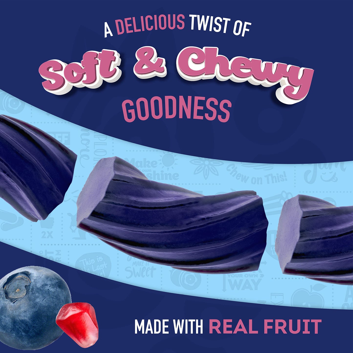 Wiley Wallaby Licorice 10 Ounce Classic Gourmet Soft & Chewy Australian Blueberry Pomegranate Candy Twists, 1 Pack