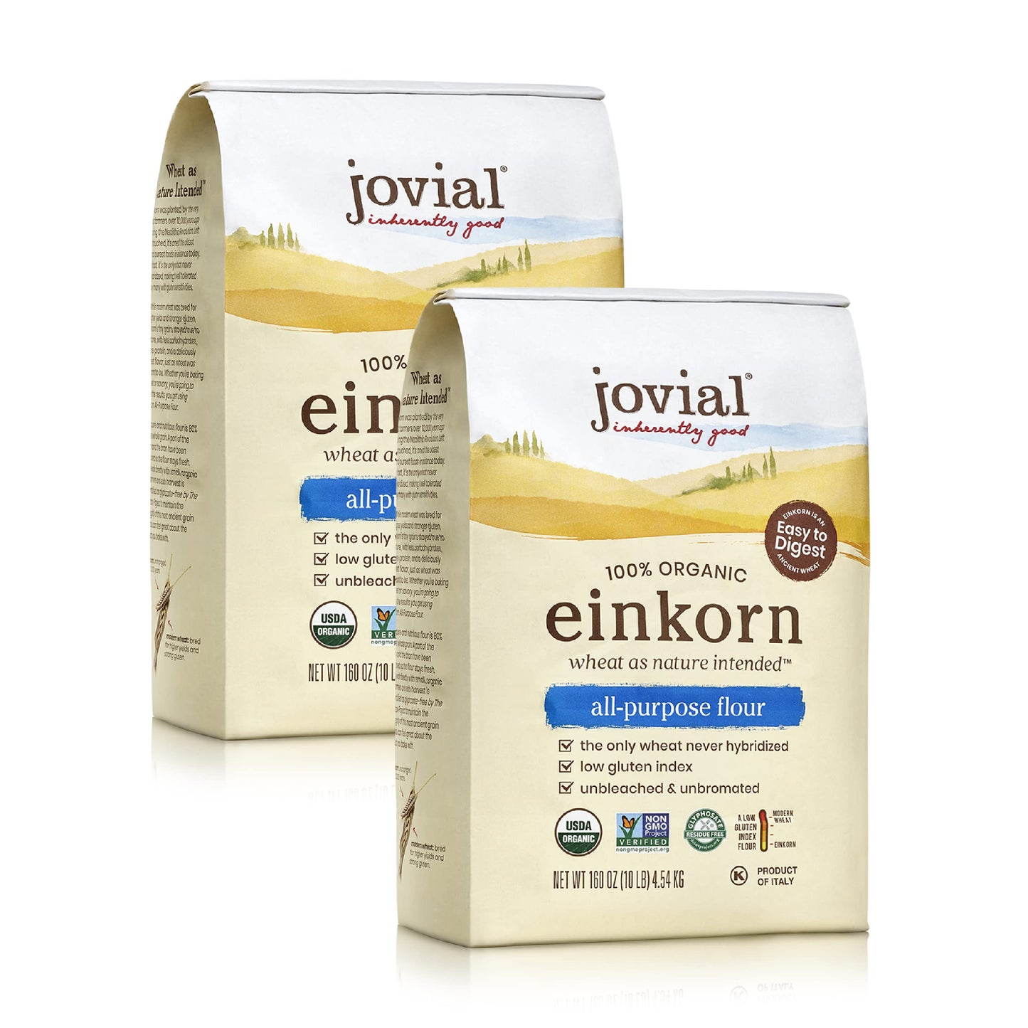 Jovial Organic Einkorn All Purpose Flour, High Protein, Non-GMO, 10 lb (2 Pack)
