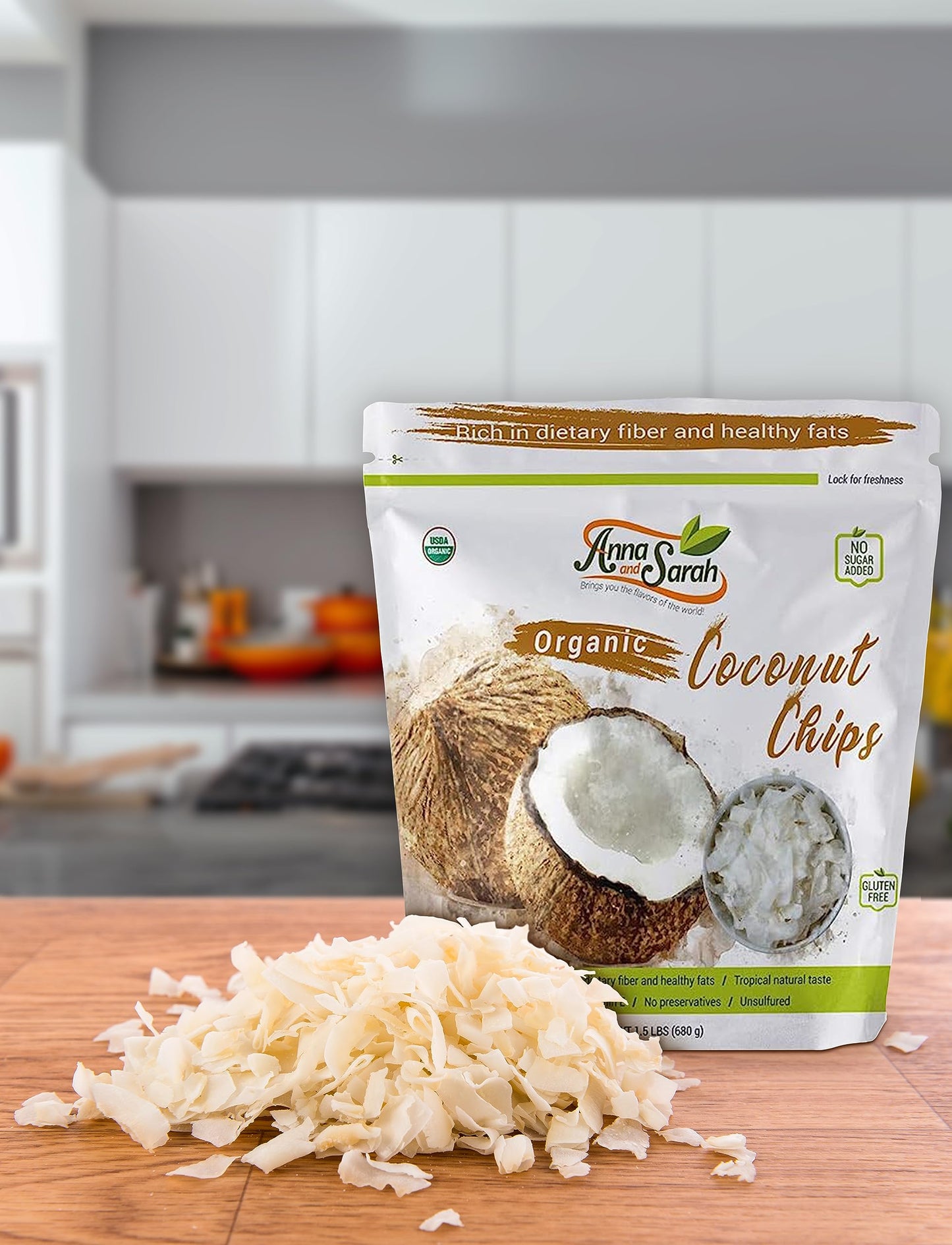 Anna And Sarah Organic Coconut Chips In Resealable Bag, 1.5 Lbs