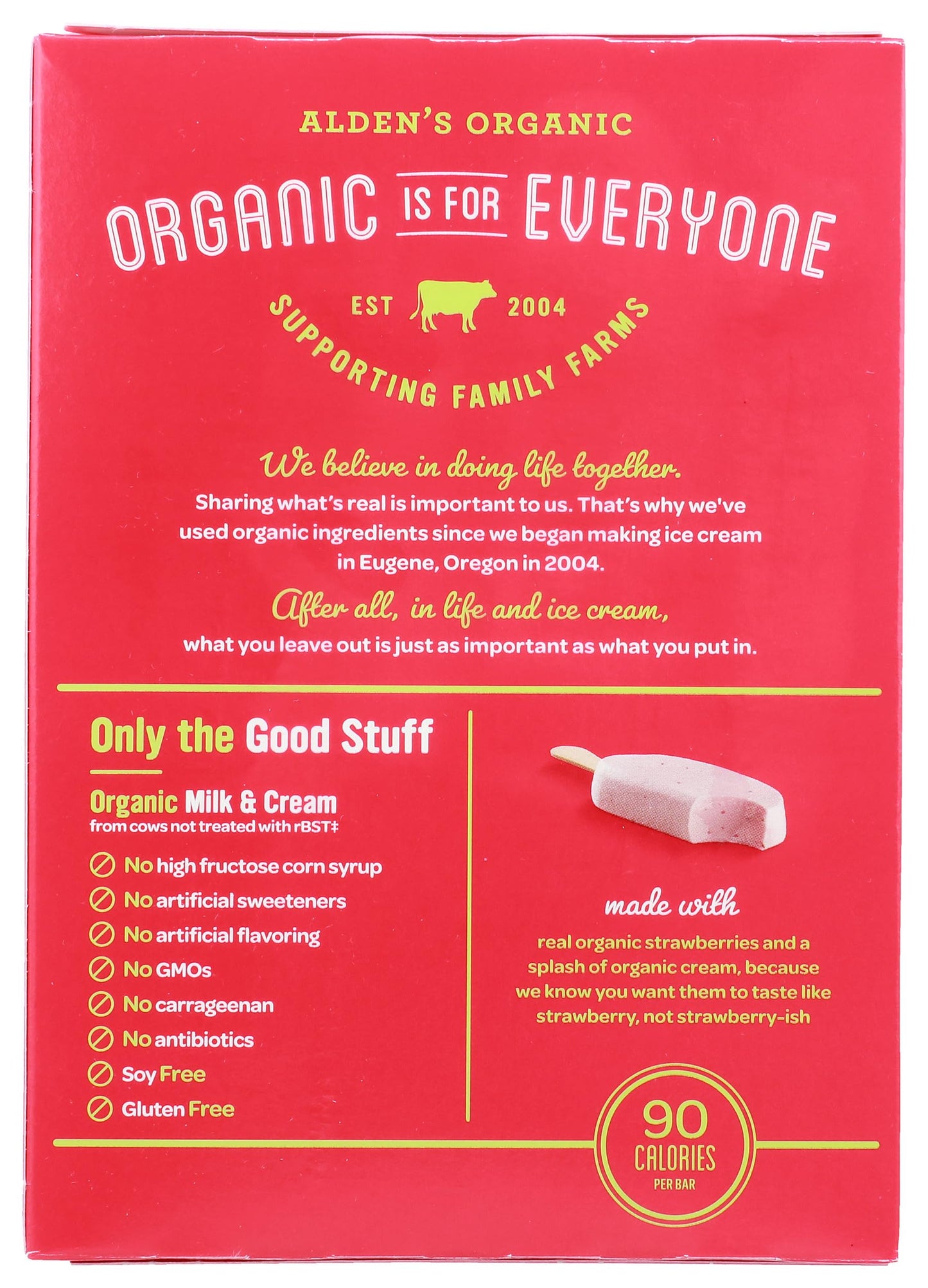 Aldens Organic Strawberry Yogurt Bars, 4 ct, 10 fl oz