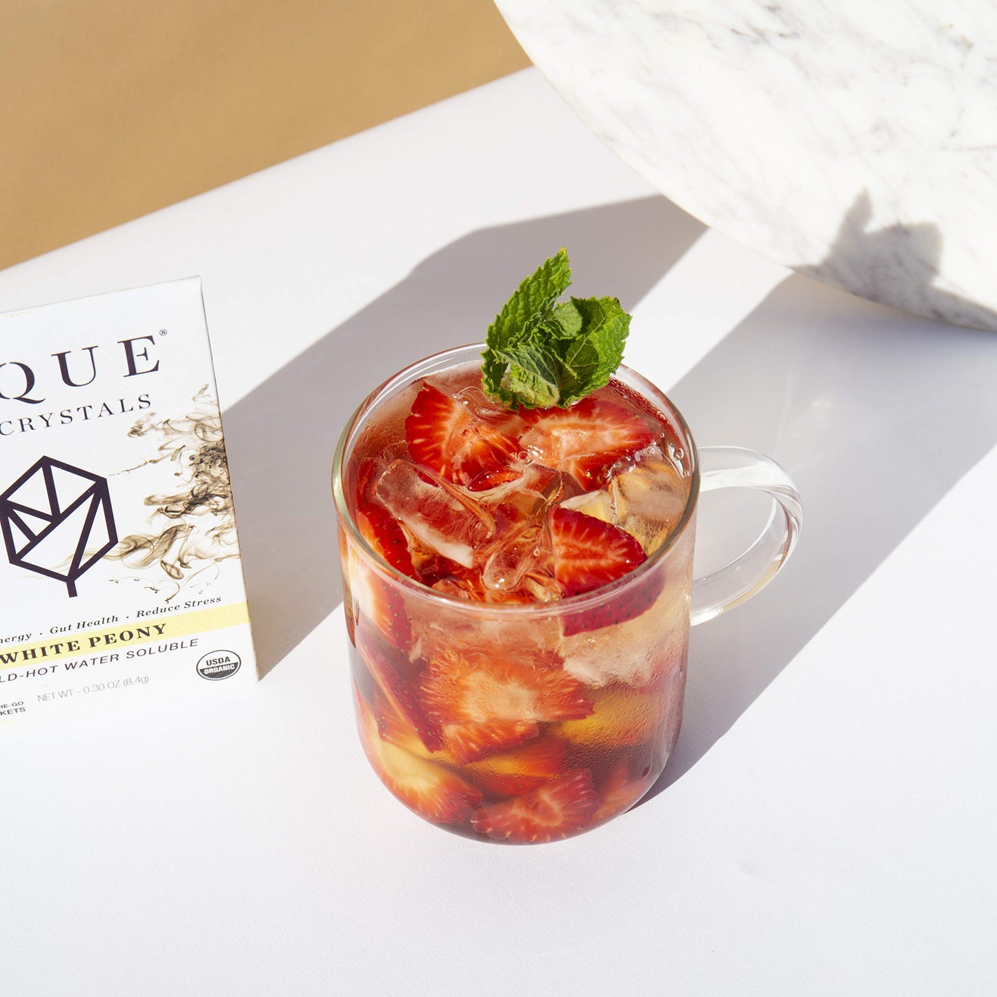 Pique Organic White Peony Tea Crystals - Antioxidants For Radiant Skin, Immune Support, Fujian Chinese Caffeinated Tea - 14 Sing
