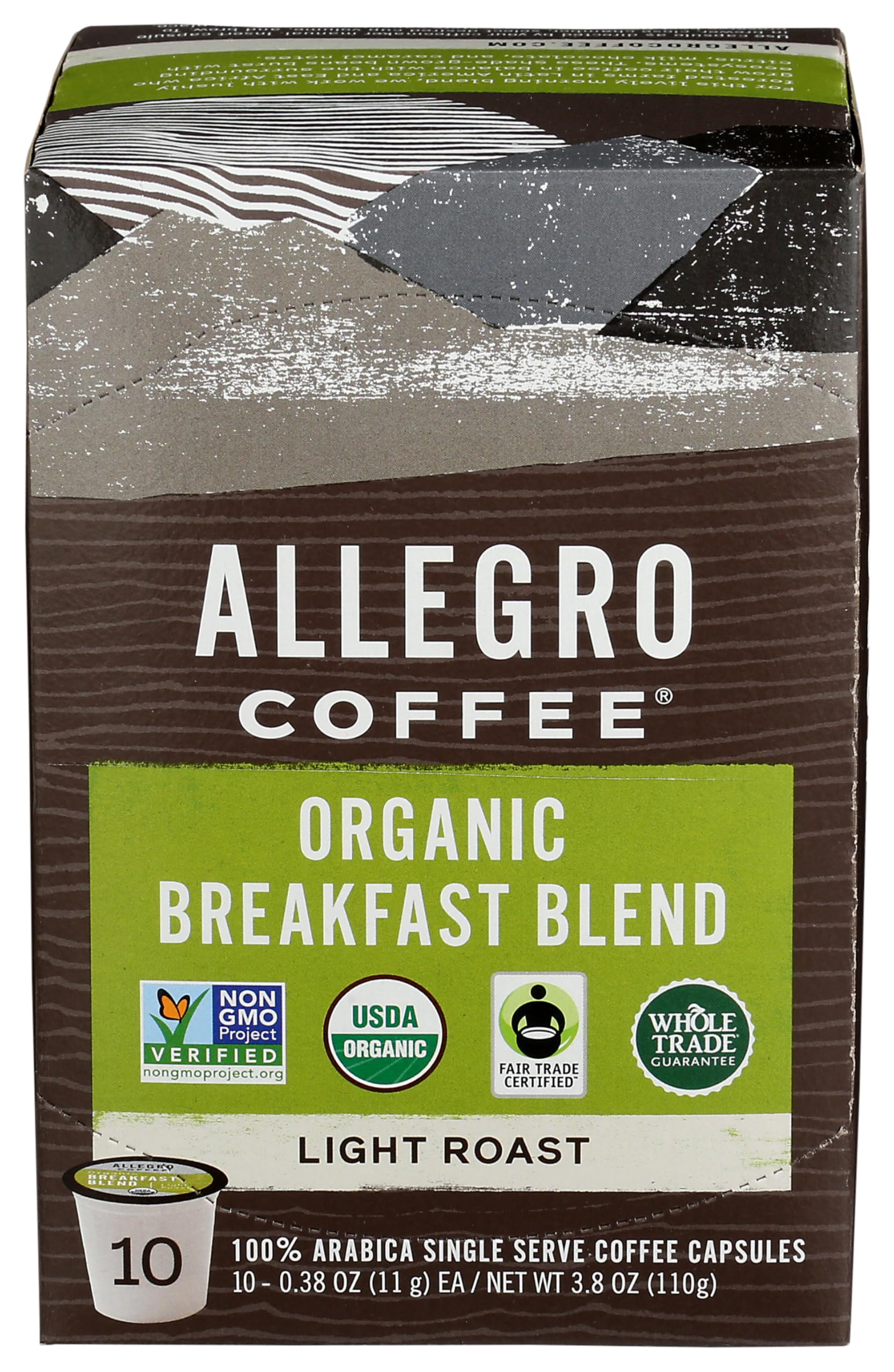 Allegro Coffee Breakfast Blend Pods, Organic, 10 Count, 3.8 Ounce