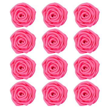 Confect Hot Pink Edible Roses - 12 Pack For Cake & Cupcake Decorating - Vegan, Gluten-Free Floral Toppers For Desserts, Nut-Free